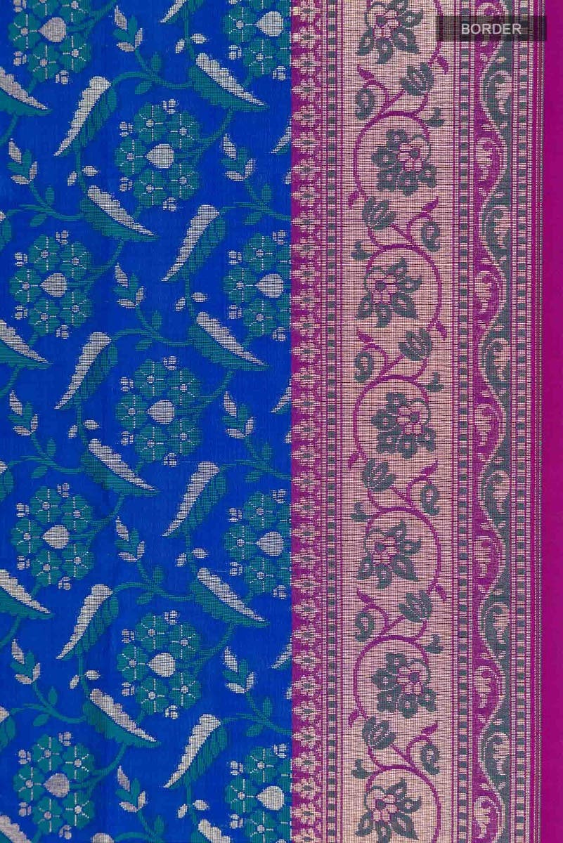 Blue Blended Banarasi Silk Saree
