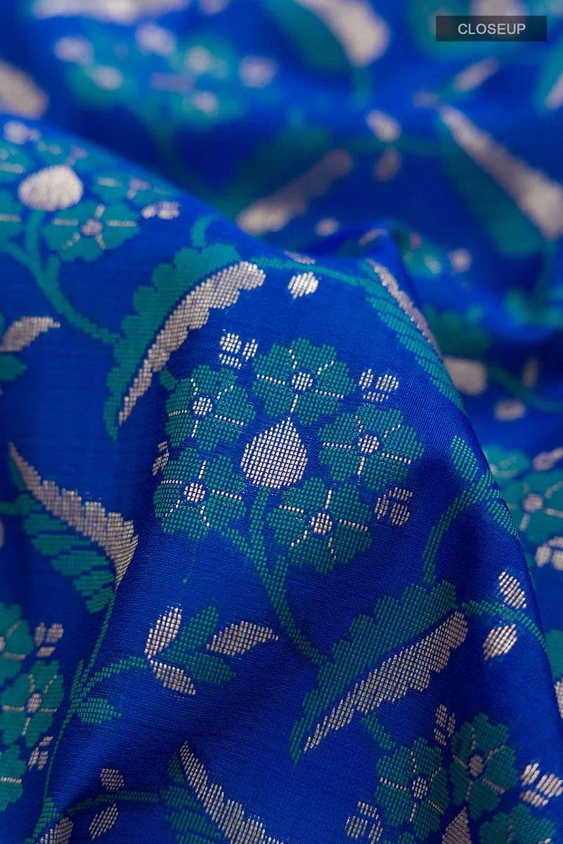 Blue Blended Banarasi Silk Saree