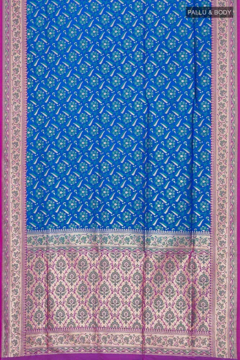 Blue Blended Banarasi Silk Saree