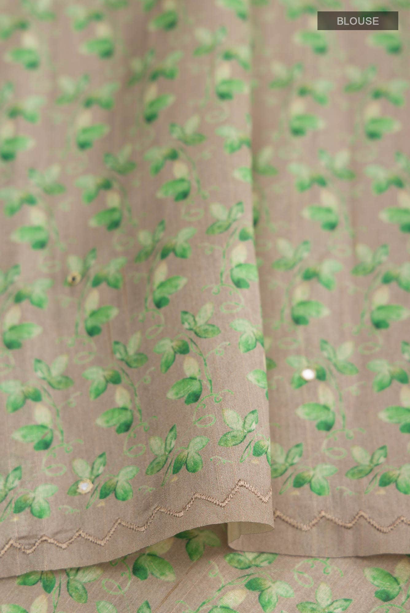 Beige Blended Tussar Silk Saree