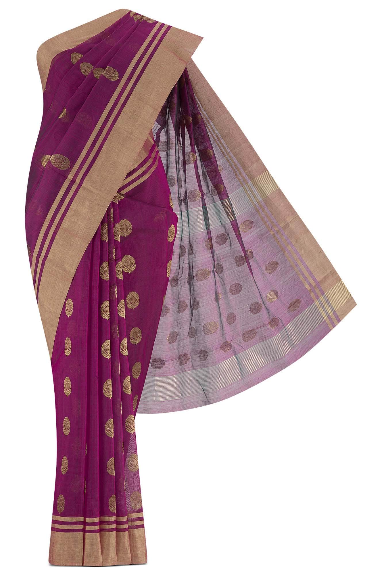 Magenta Chanderi Silk Cotton Saree