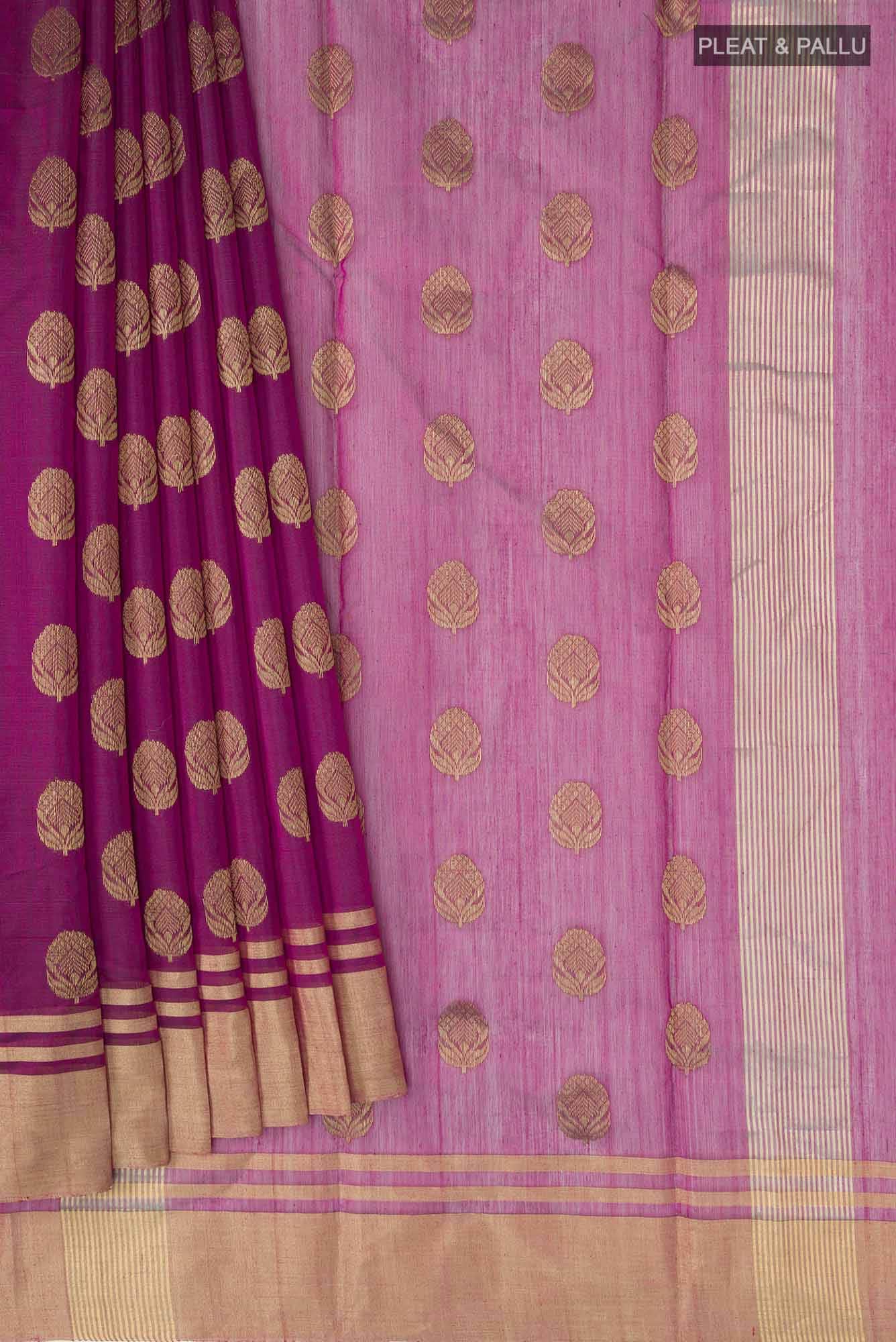 Magenta Chanderi Silk Cotton Saree