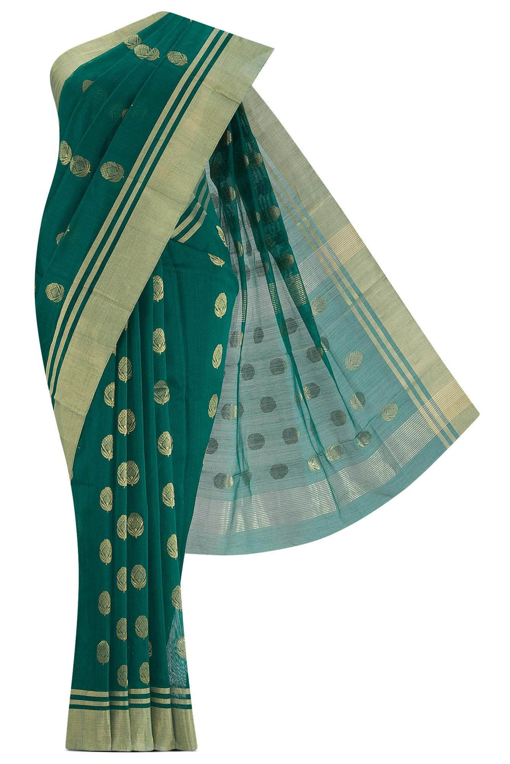 Green Chanderi Silk Cotton Saree