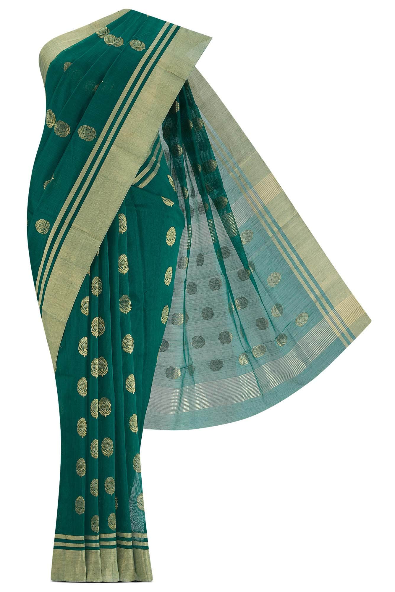 Green Chanderi Silk Cotton Saree