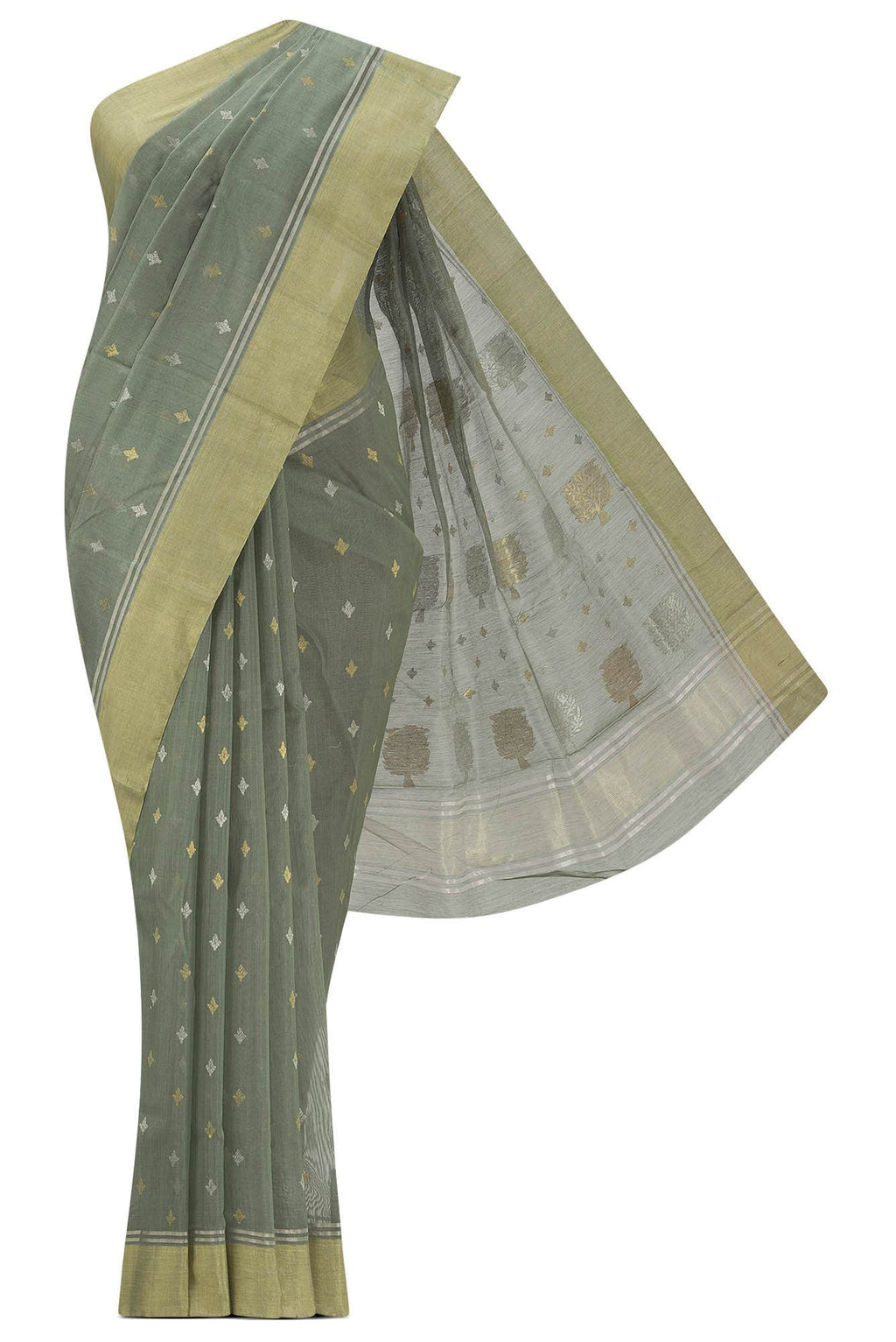 Green Chanderi Silk Cotton Saree