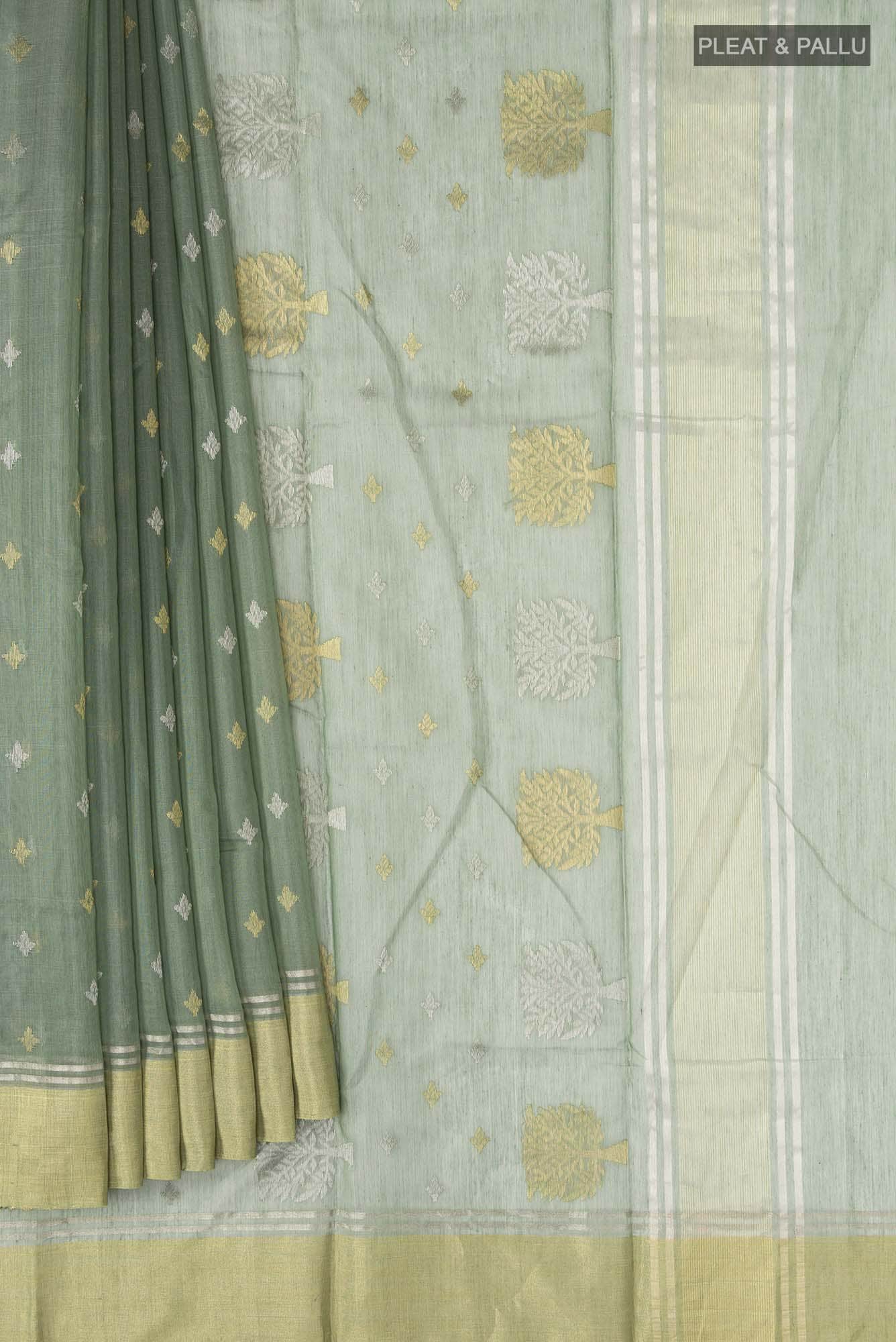 Green Chanderi Silk Cotton Saree