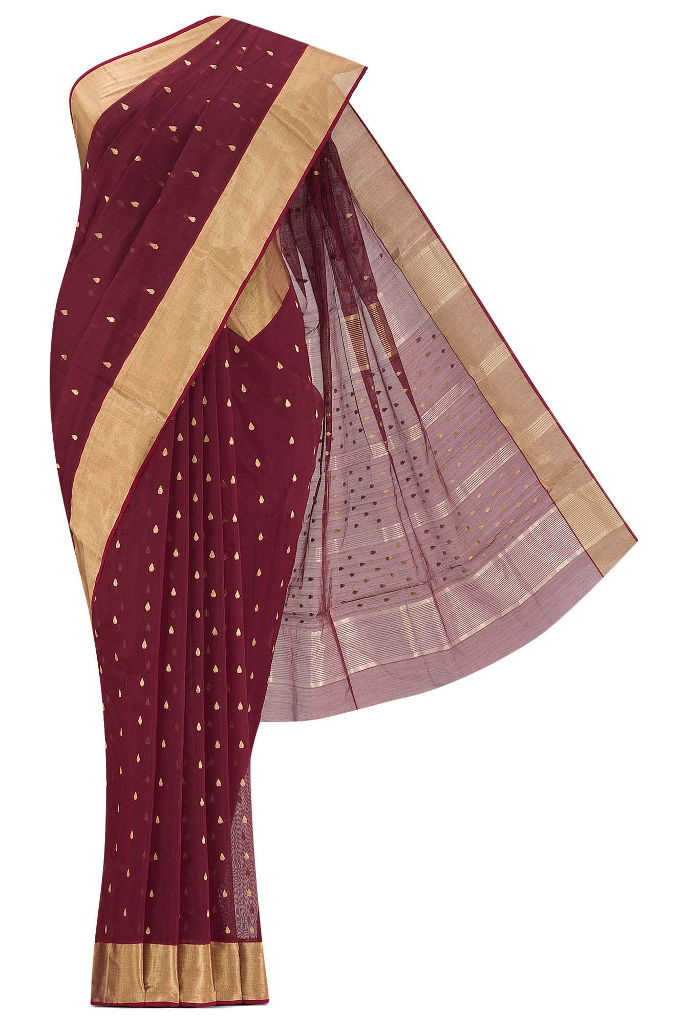Maroon Chanderi Silk Cotton Saree