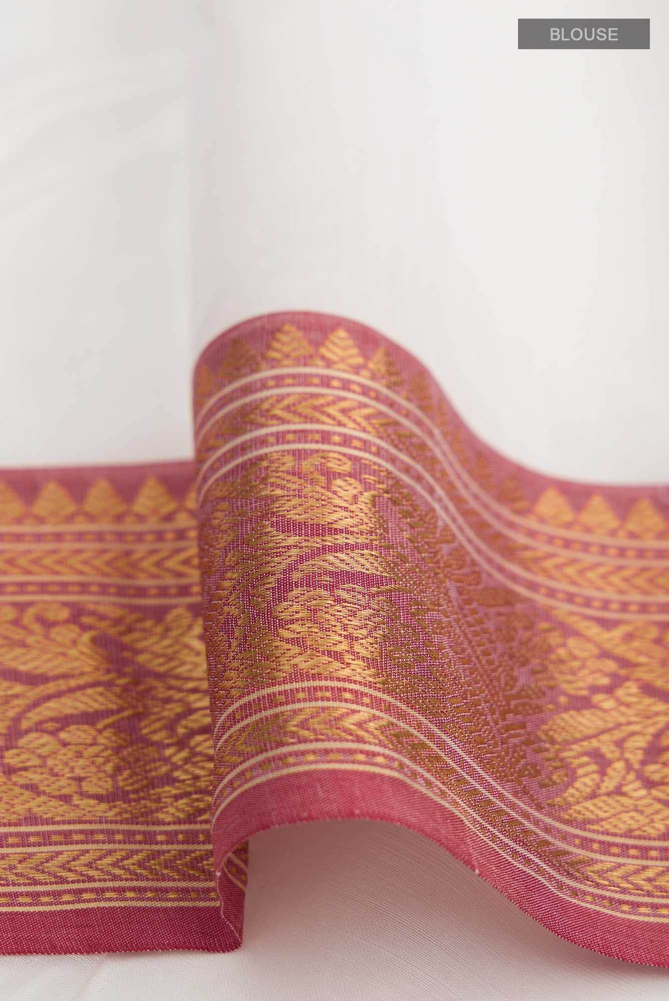 White Chanderi Silk Cotton Saree