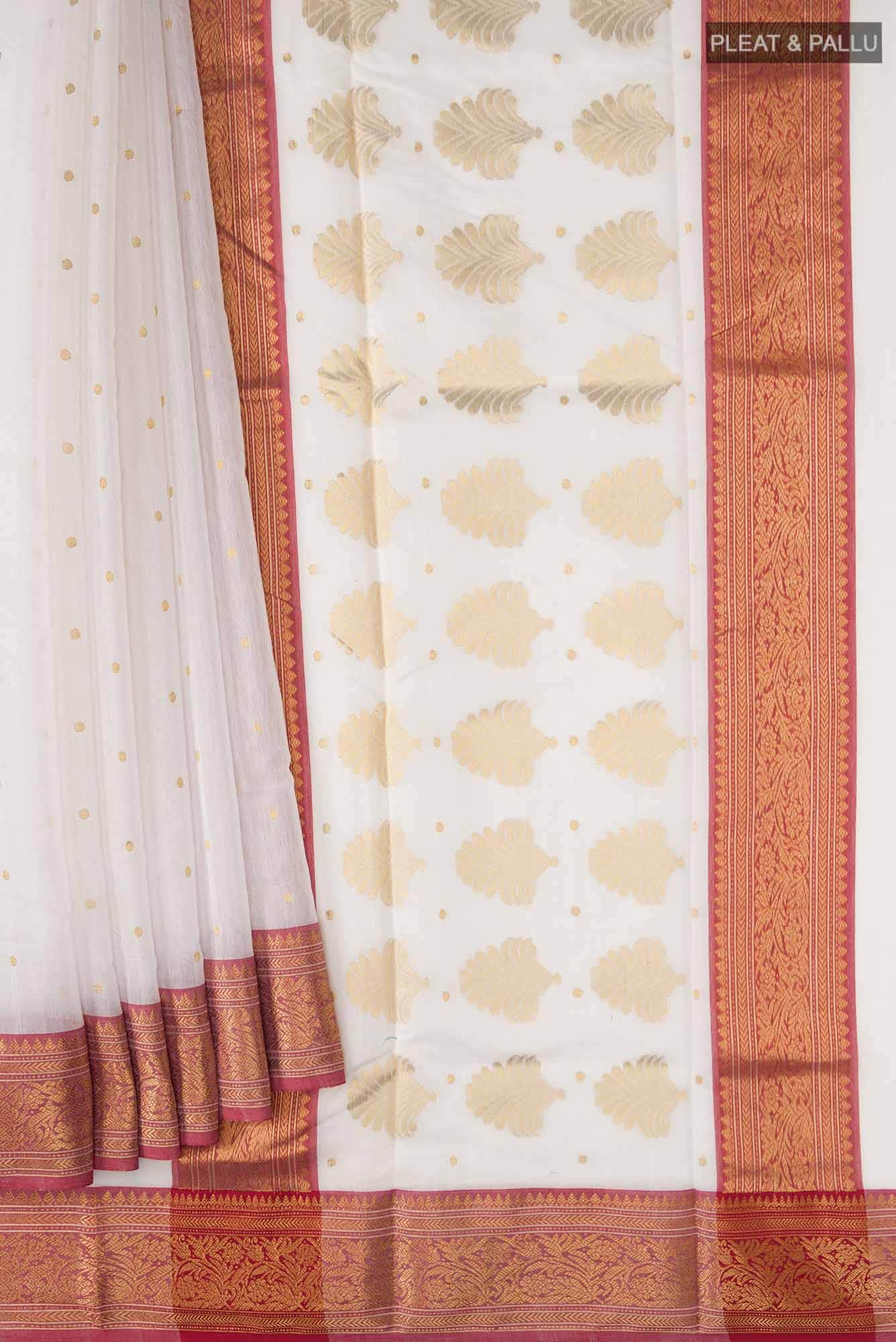 White Chanderi Silk Cotton Saree