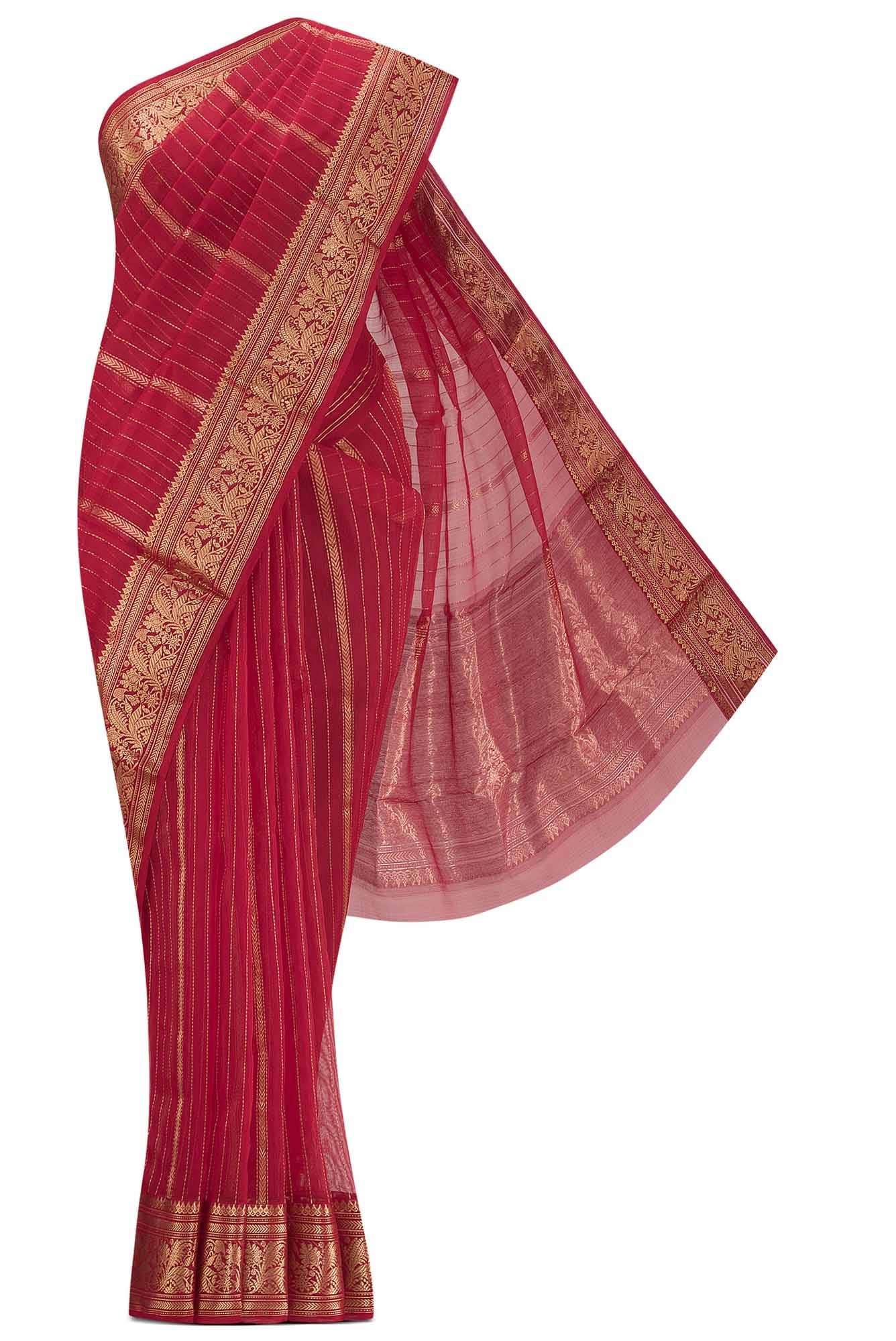Red Chanderi Silk Cotton Saree