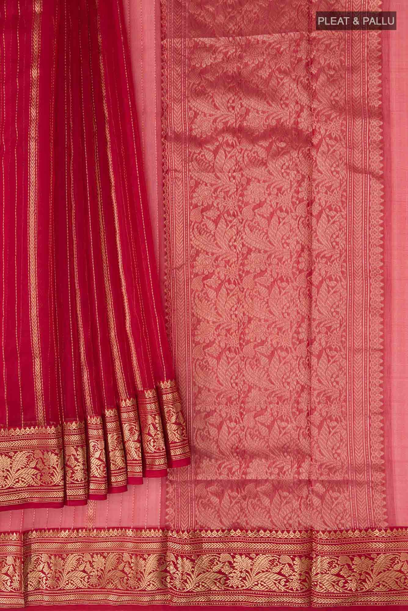 Red Chanderi Silk Cotton Saree