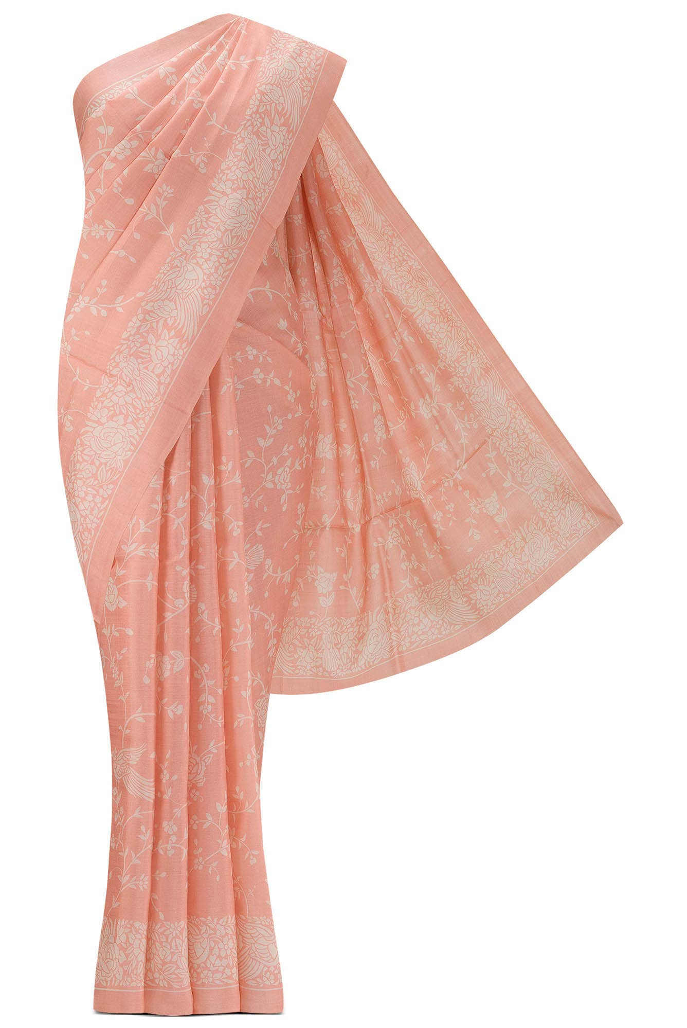 Peach Bhagalpuri Tussar Silk Saree