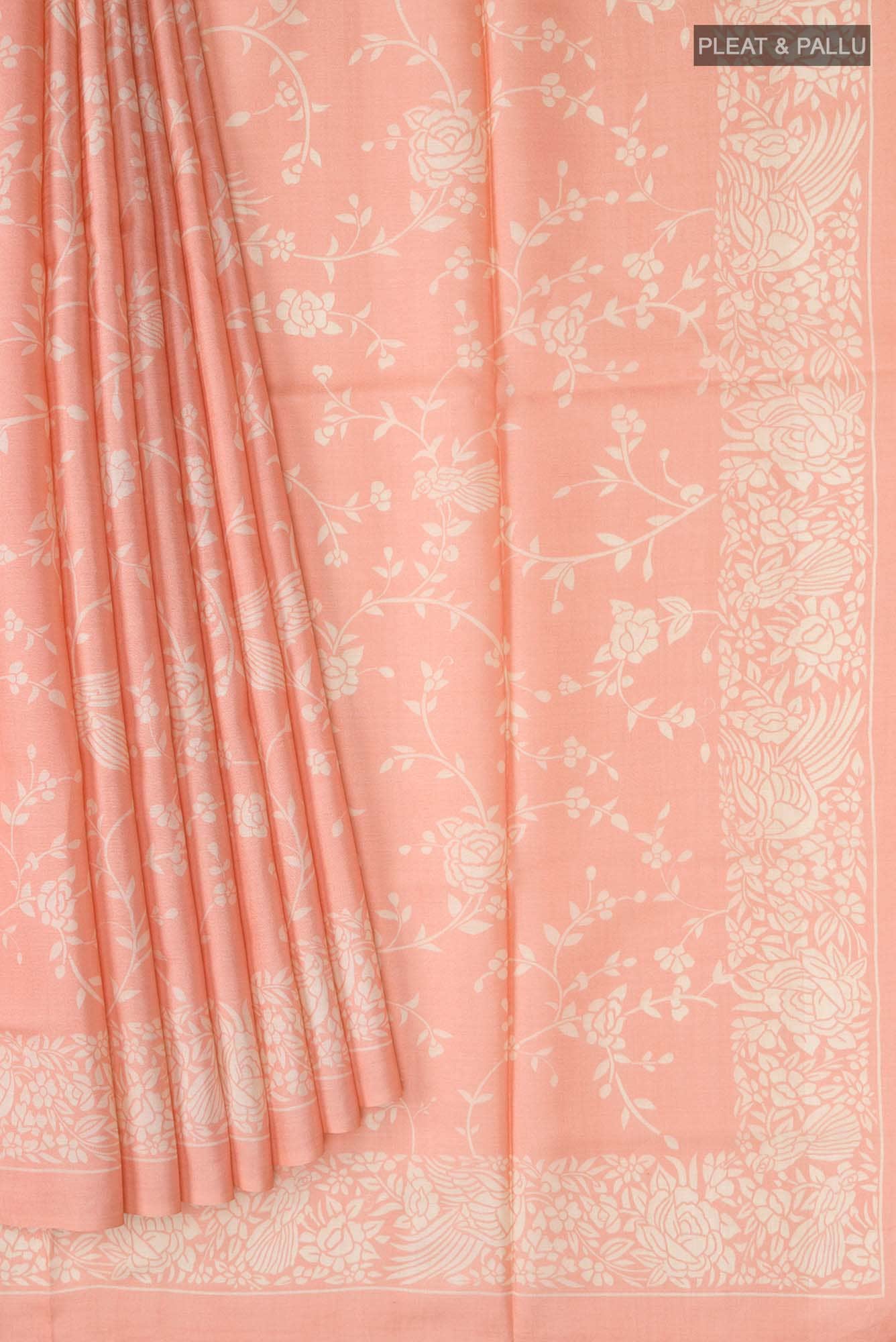 Peach Bhagalpuri Tussar Silk Saree