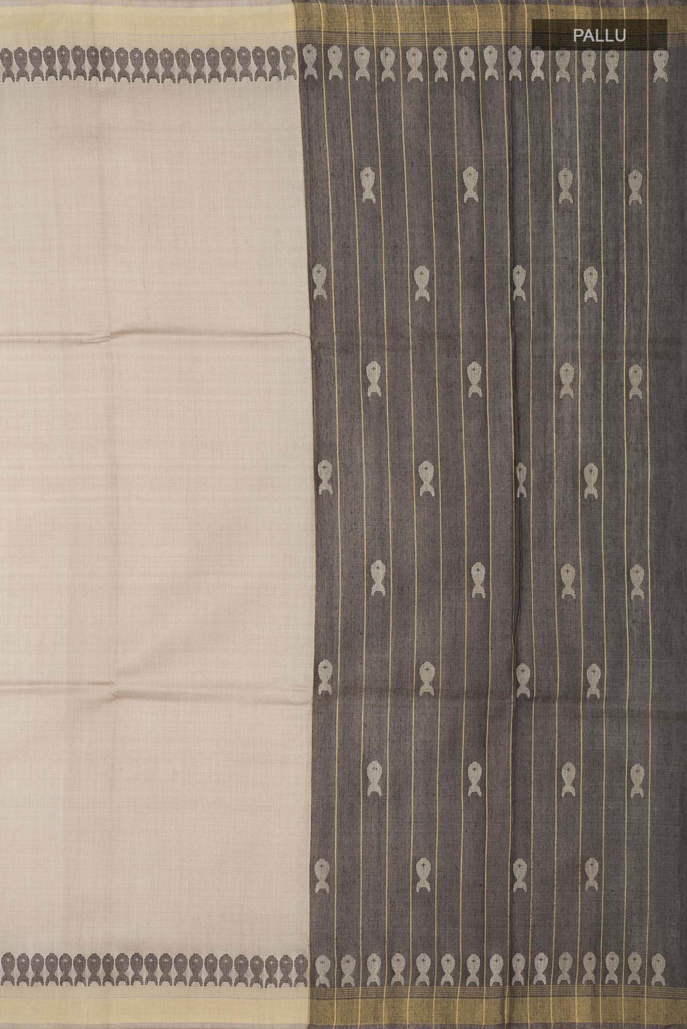 Pisces in Paris-Light Brown Bhagalpuri Tussar Silk Saree