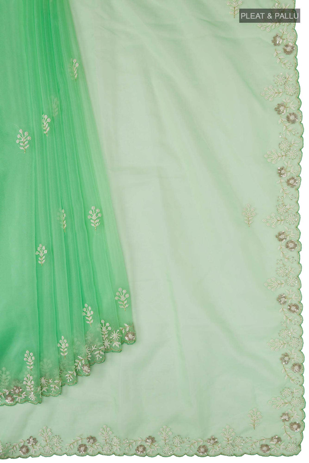 Green Blended Organza Silk Saree