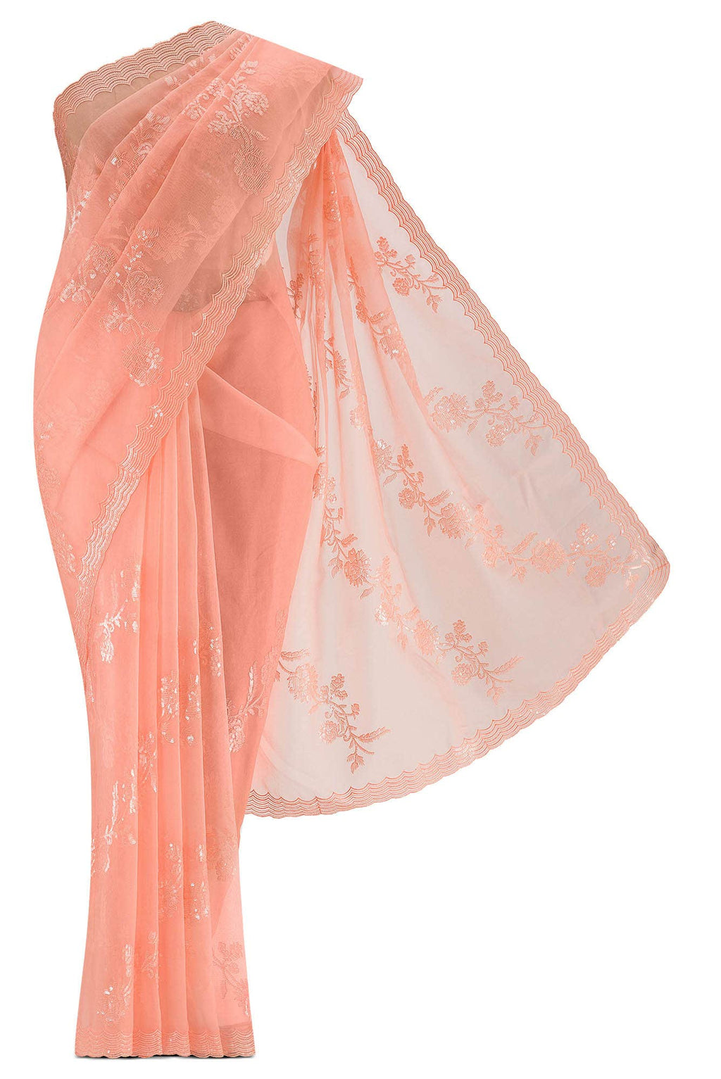 Peach Blended Organza Silk Saree
