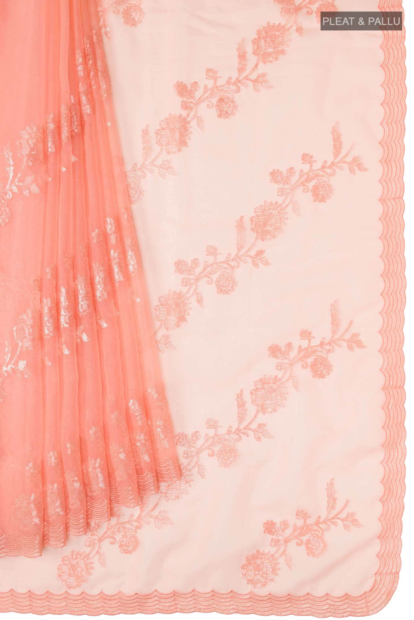 Peach Blended Organza Silk Saree