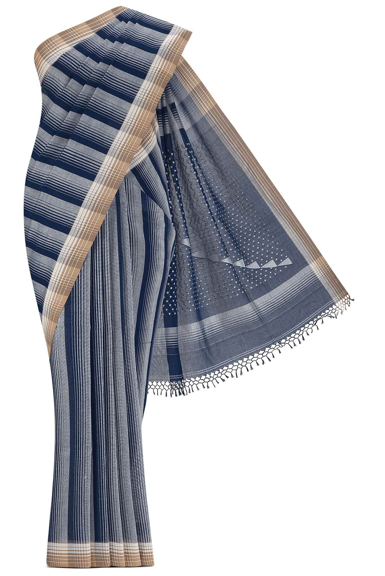 Blue Bengal Cotton Saree