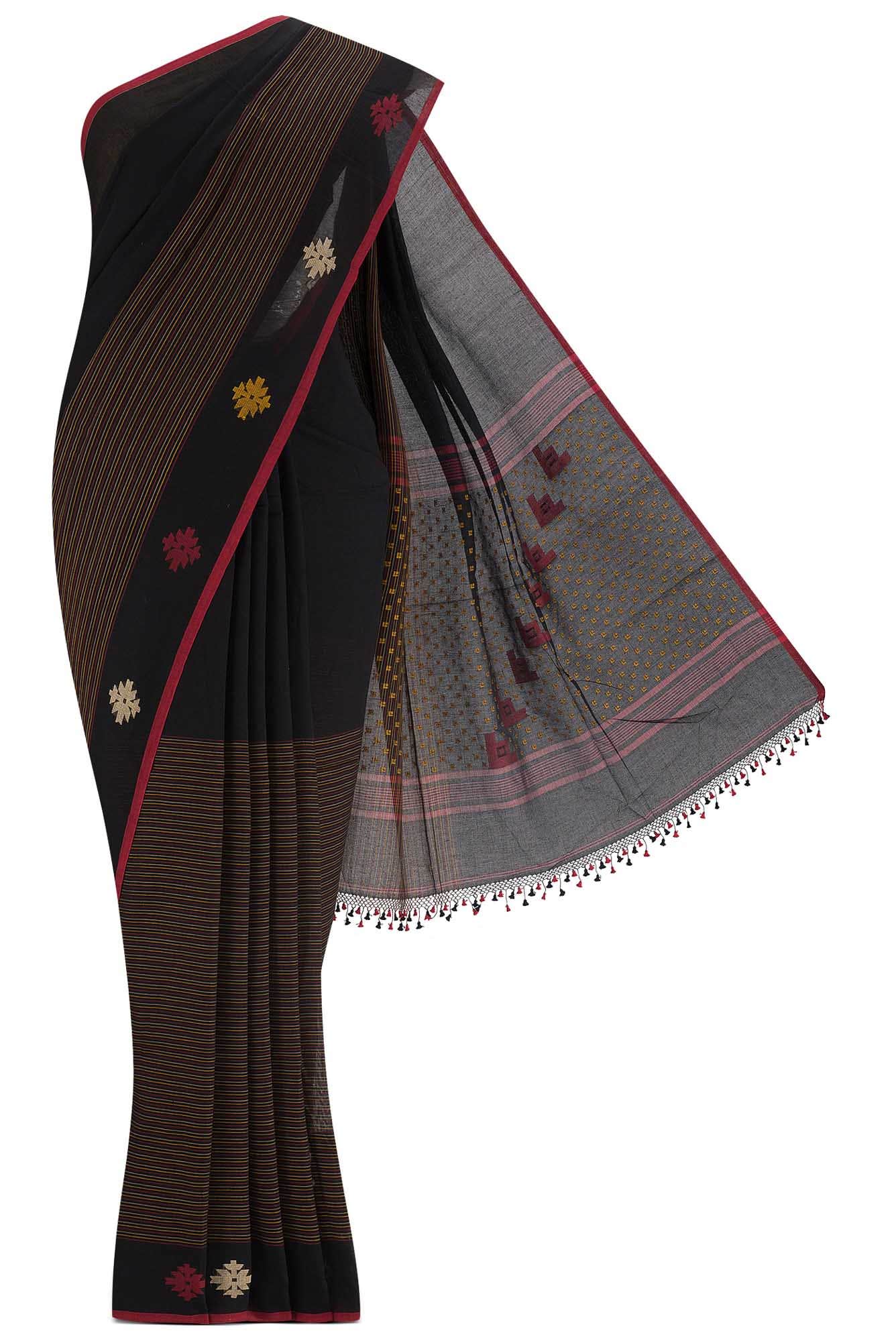 Black Bengal Cotton Saree