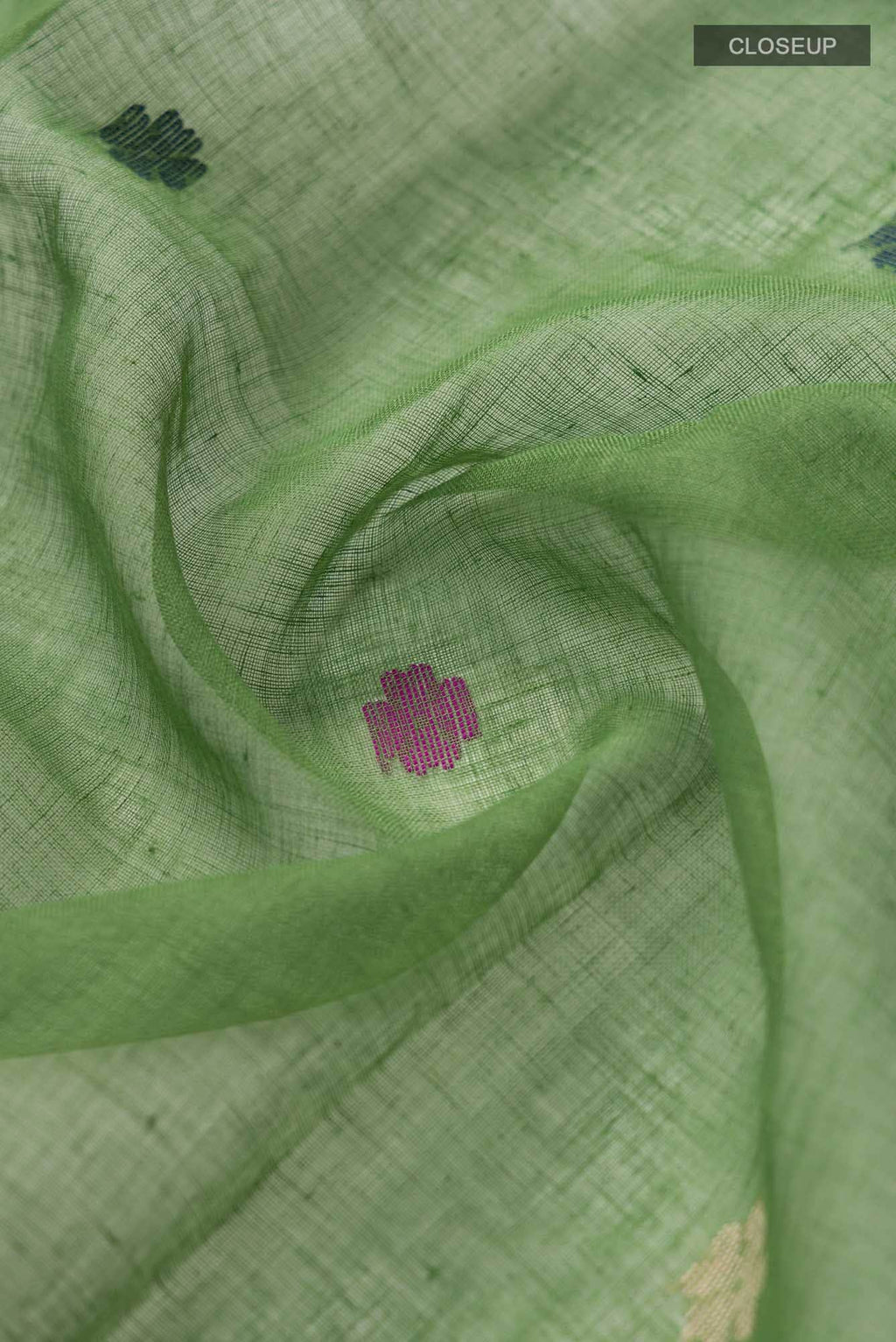 Green Jute Cotton Saree