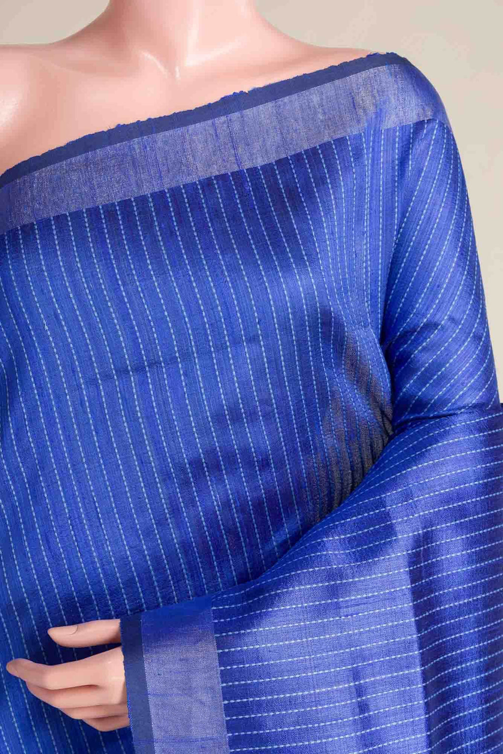 Deep Amethyst-Blue Bhagalpuri Tussar Silk Saree