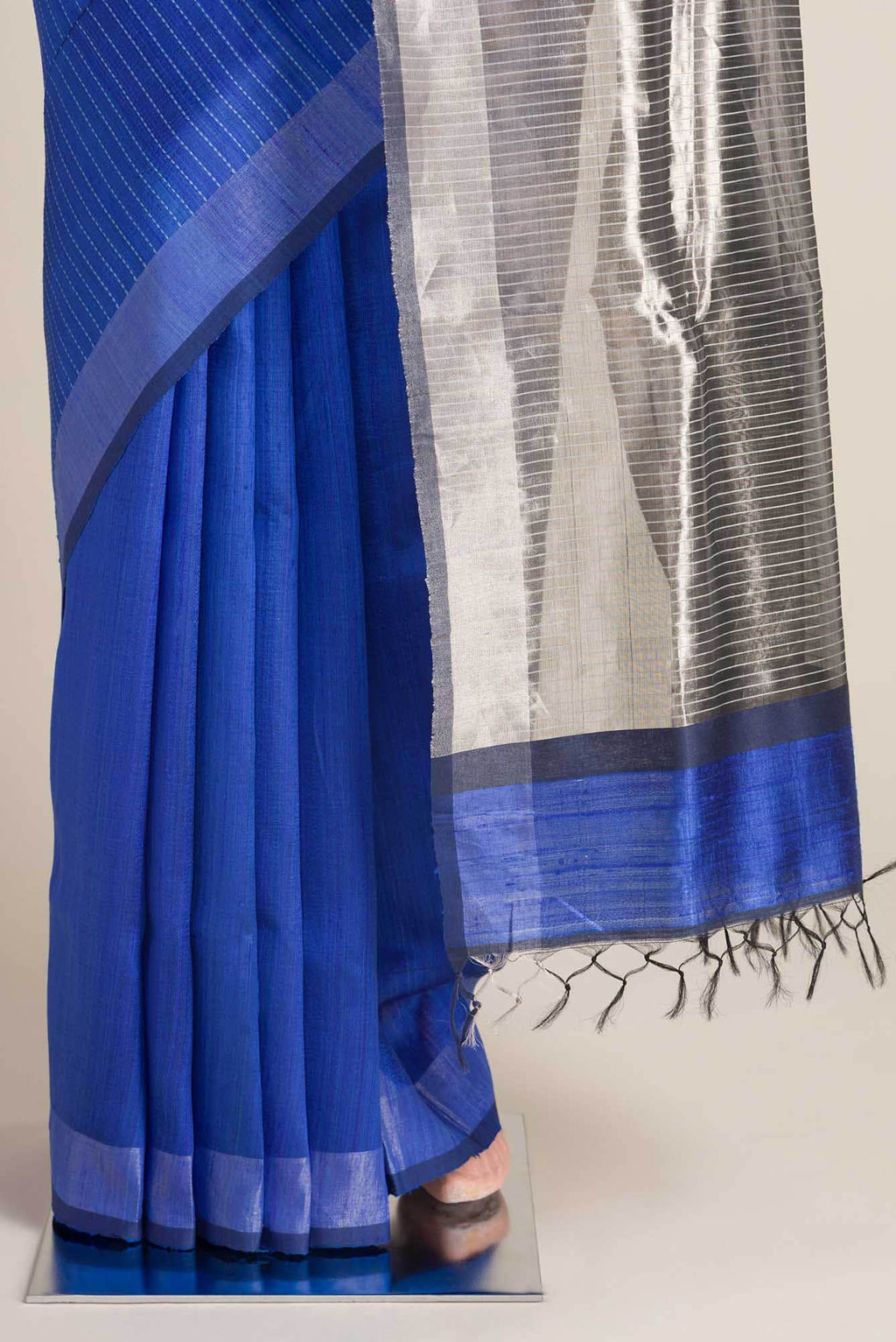 Deep Amethyst-Blue Bhagalpuri Tussar Silk Saree