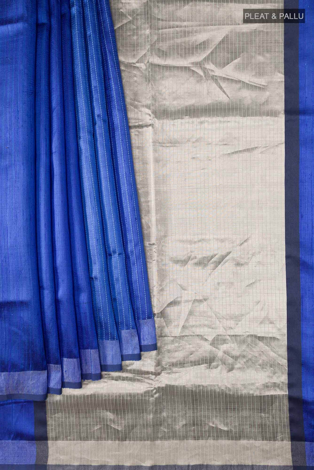 Deep Amethyst-Blue Bhagalpuri Tussar Silk Saree