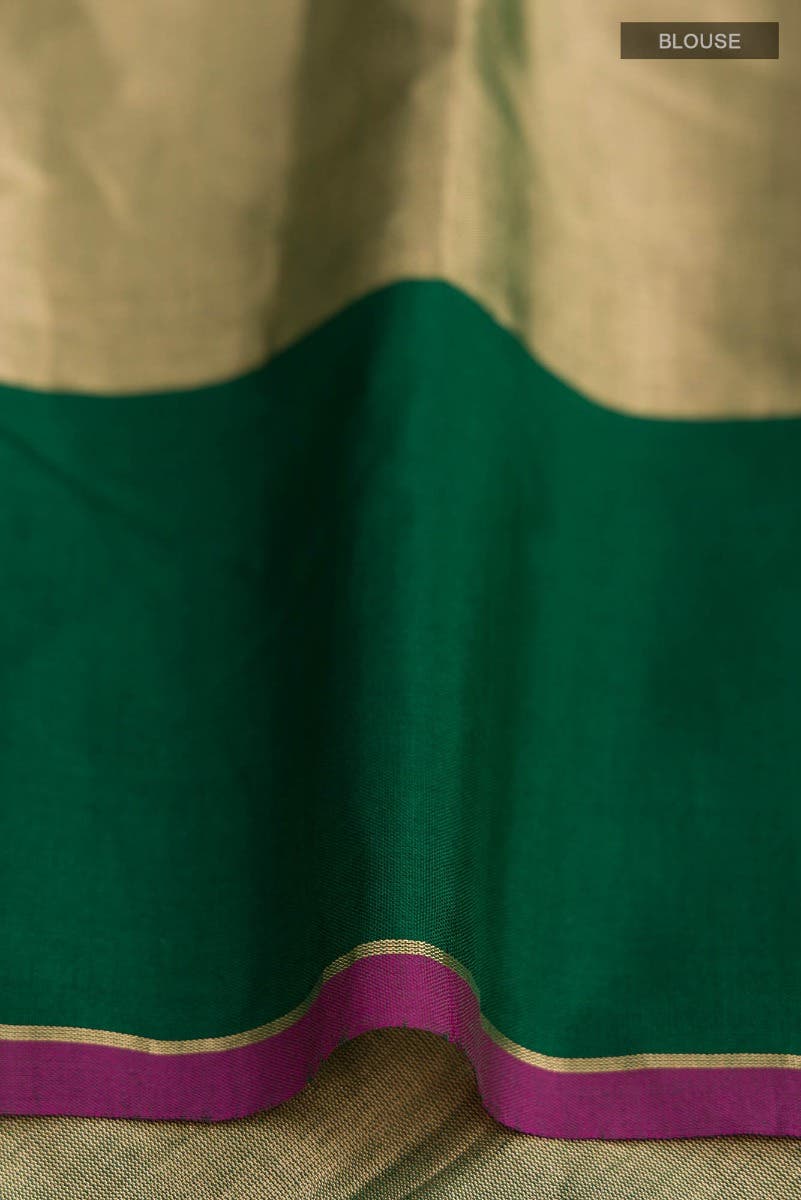 Green Chanderi Tissue Silk Cotton Saree