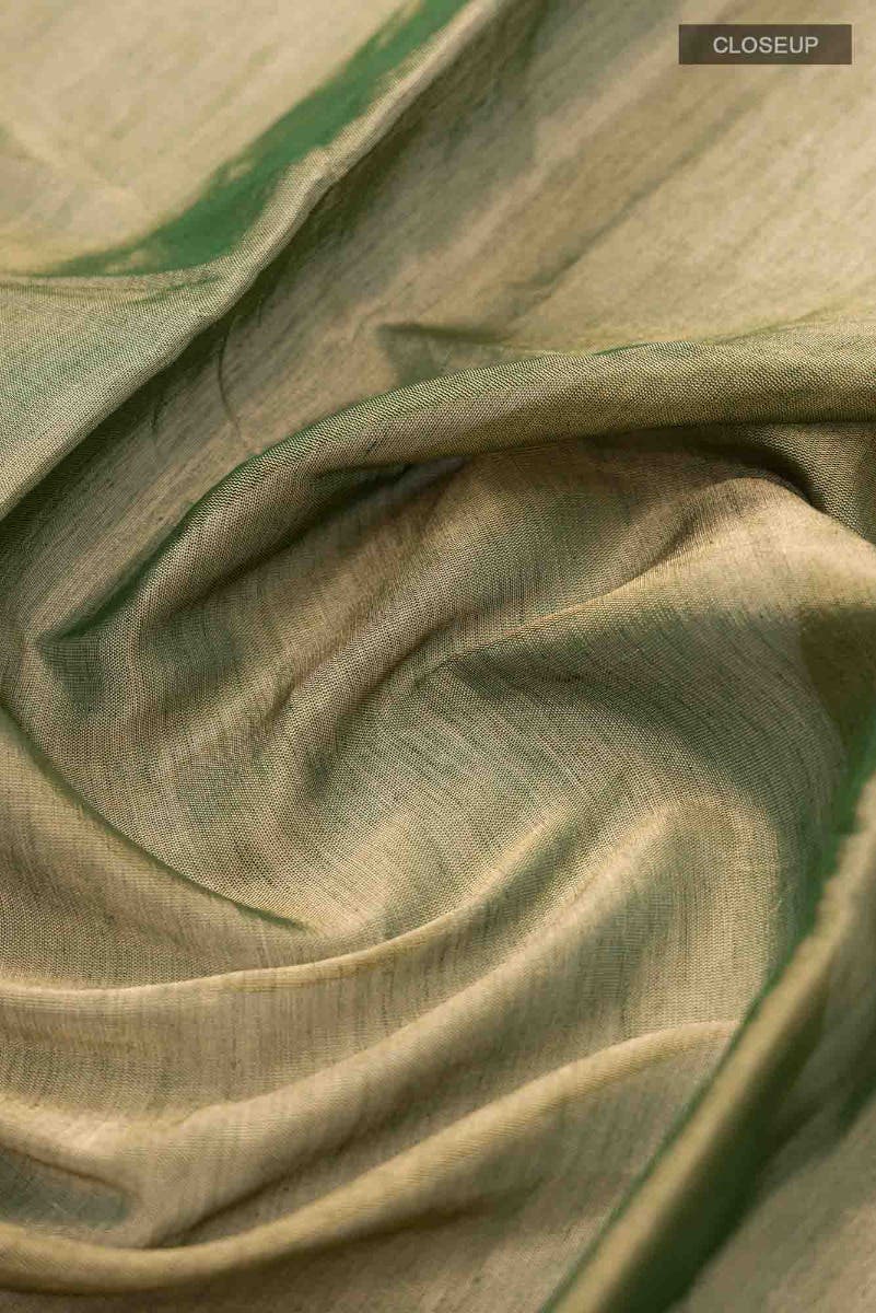 Green Chanderi Tissue Silk Cotton Saree