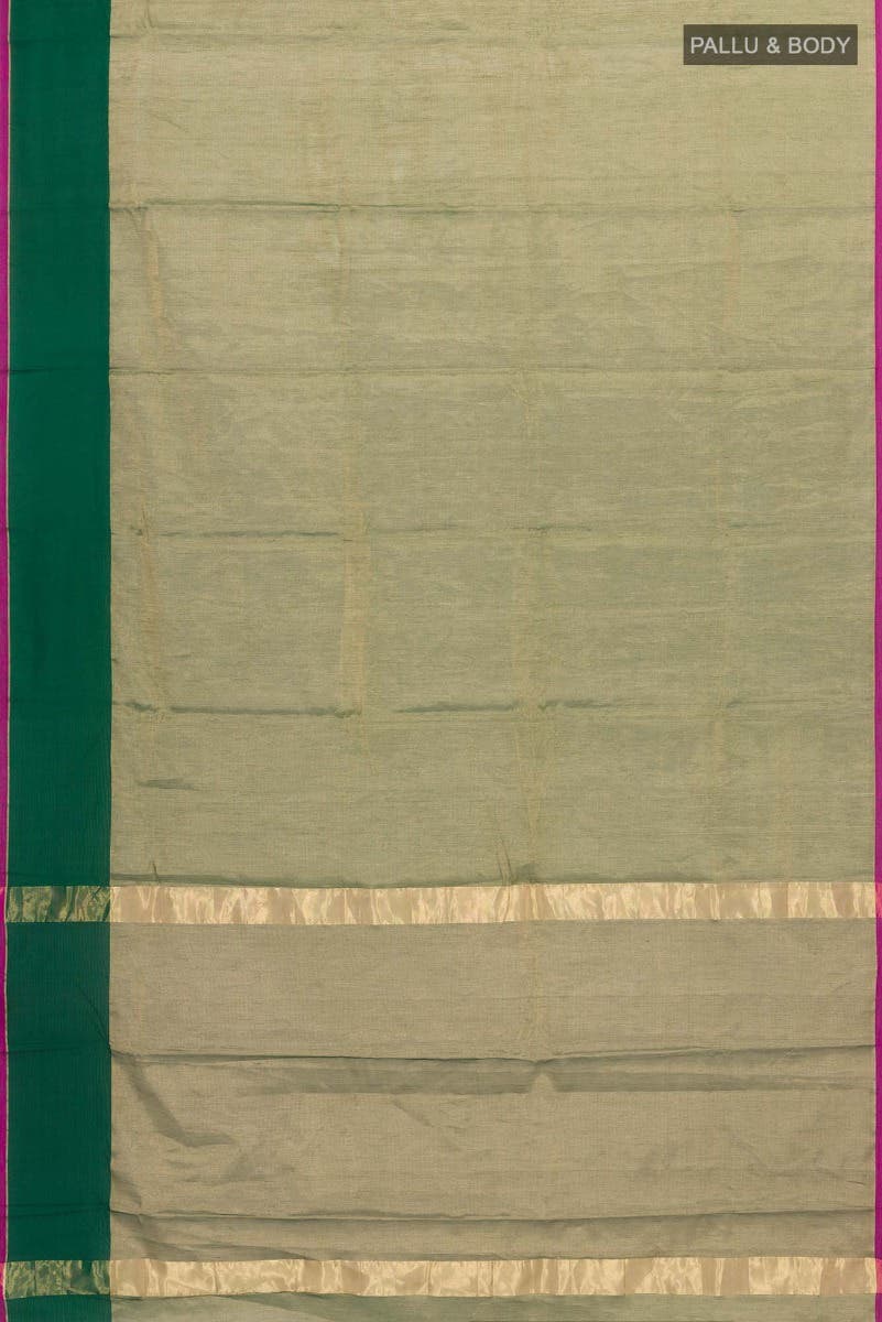Green Chanderi Tissue Silk Cotton Saree