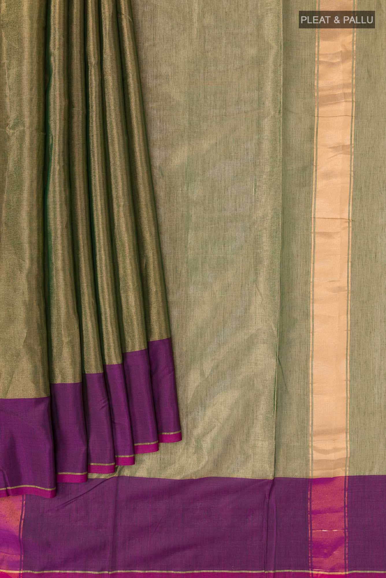 Green Chanderi Tissue Silk Cotton Saree