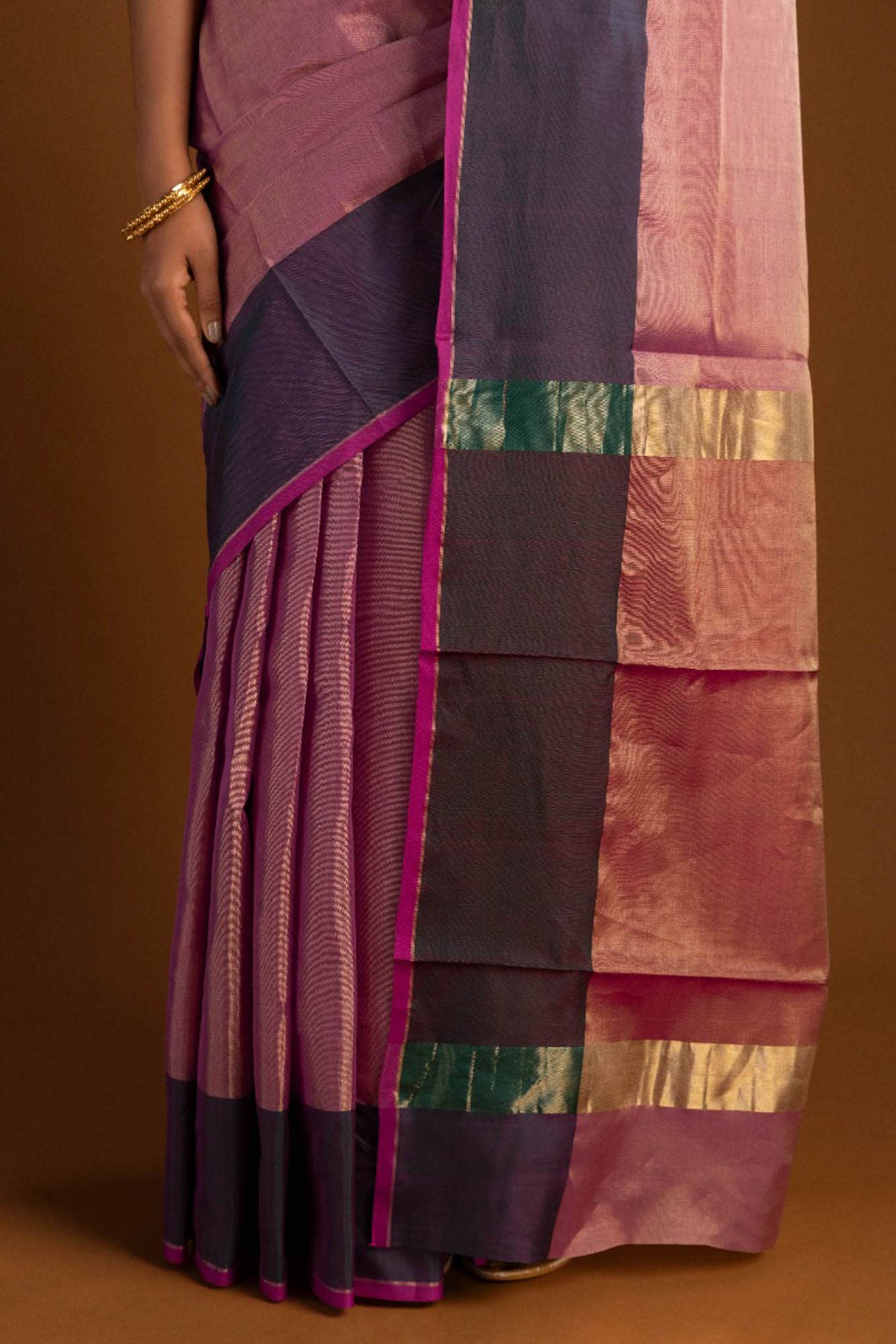 Pink Chanderi Tissue Silk Cotton Saree
