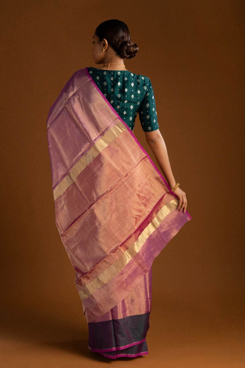 Pink Chanderi Tissue Silk Cotton Saree