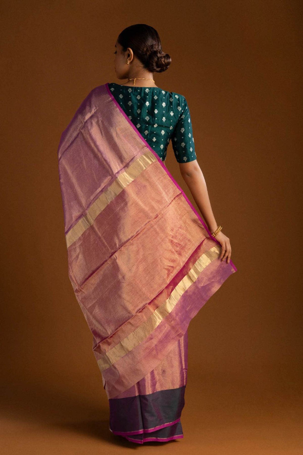 Pink Chanderi Tissue Silk Cotton Saree