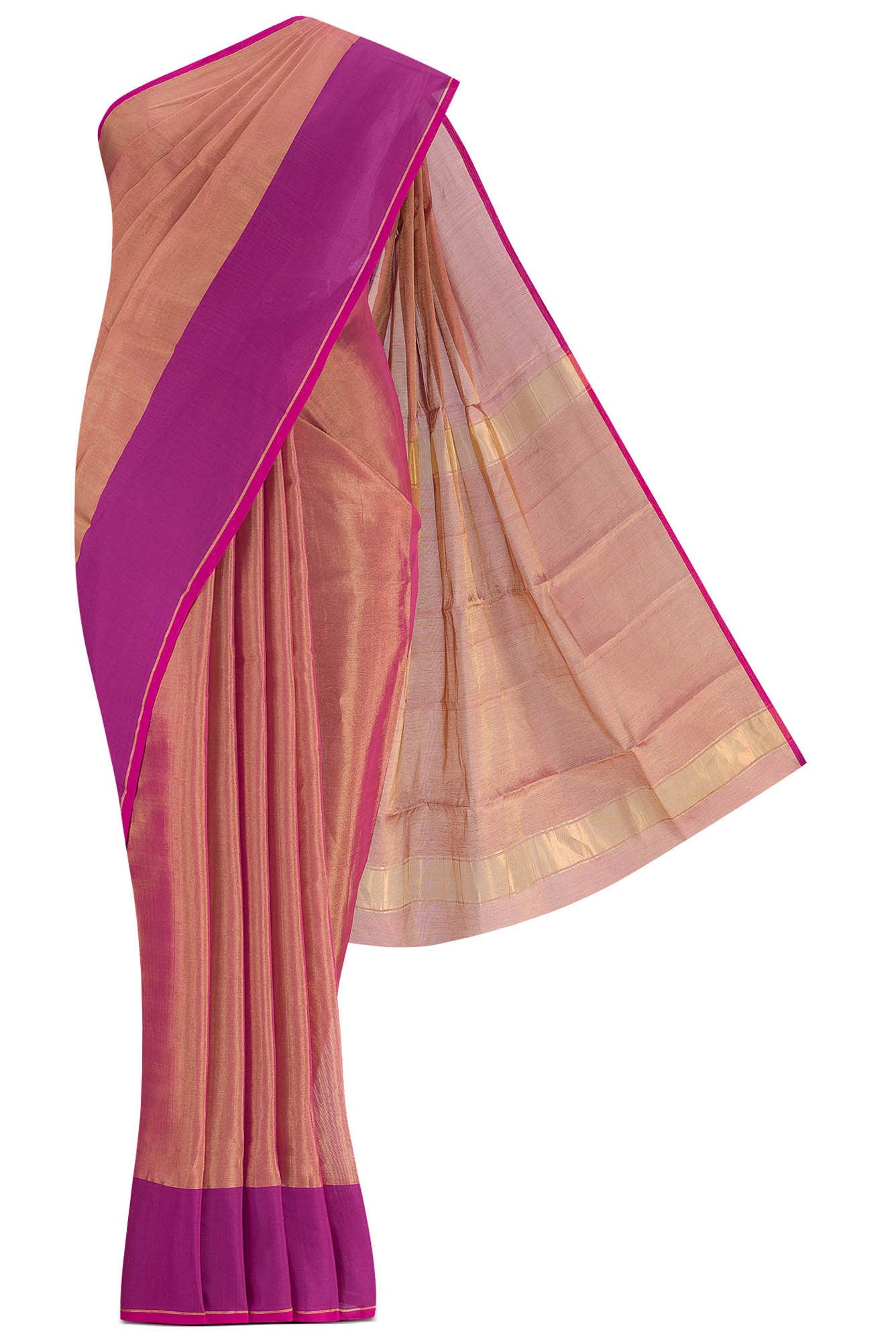 Pink Chanderi Tissue Silk Cotton Saree