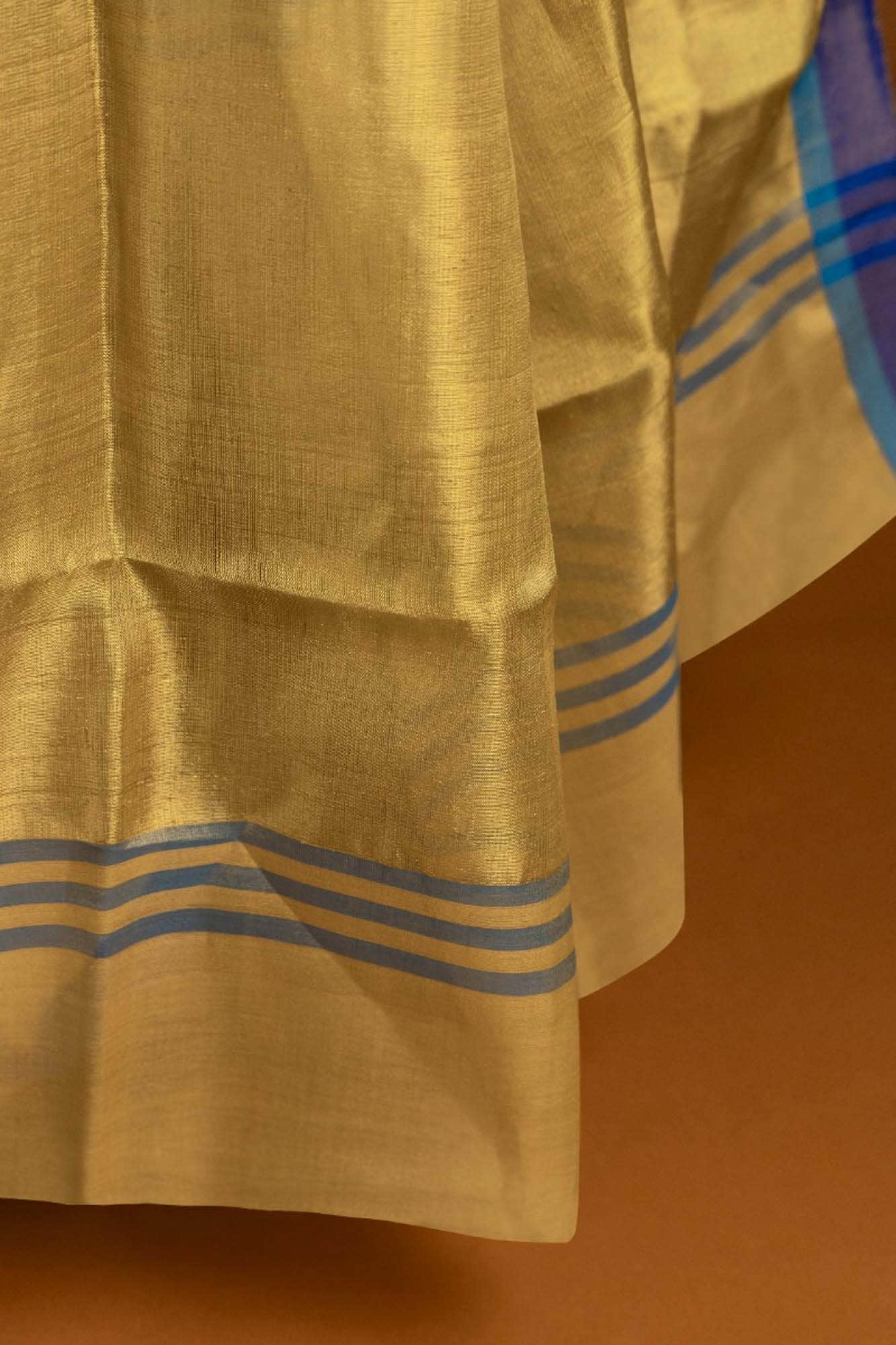 Gold Chanderi Tissue Silk Cotton Saree