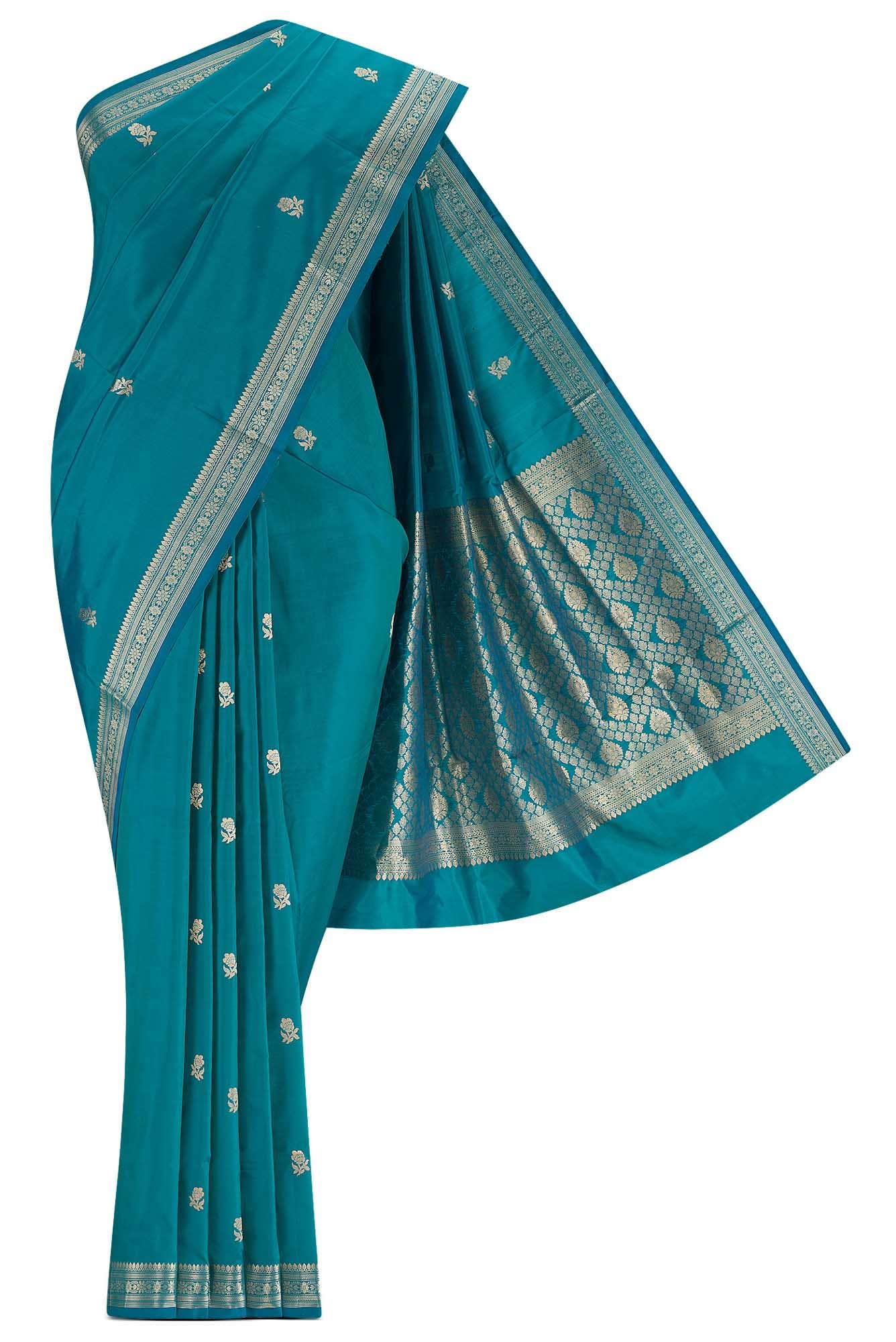 Blue Banarasi Katan Silk Saree