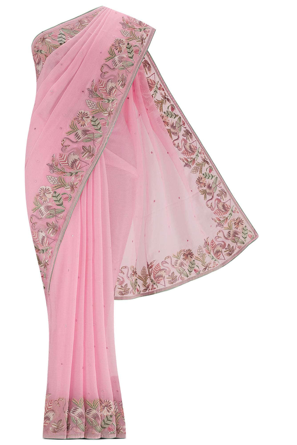 Pink Blended Chiffon Saree