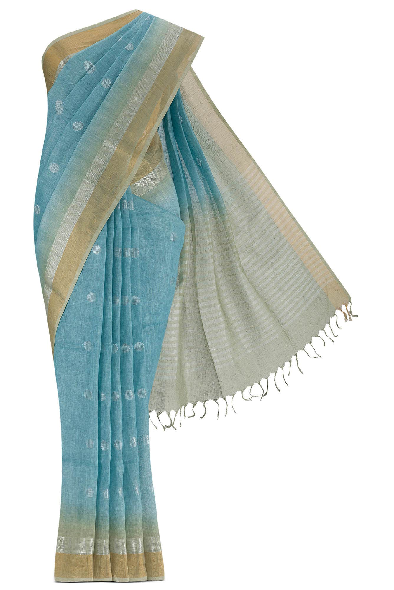Blue Blended Linen Saree