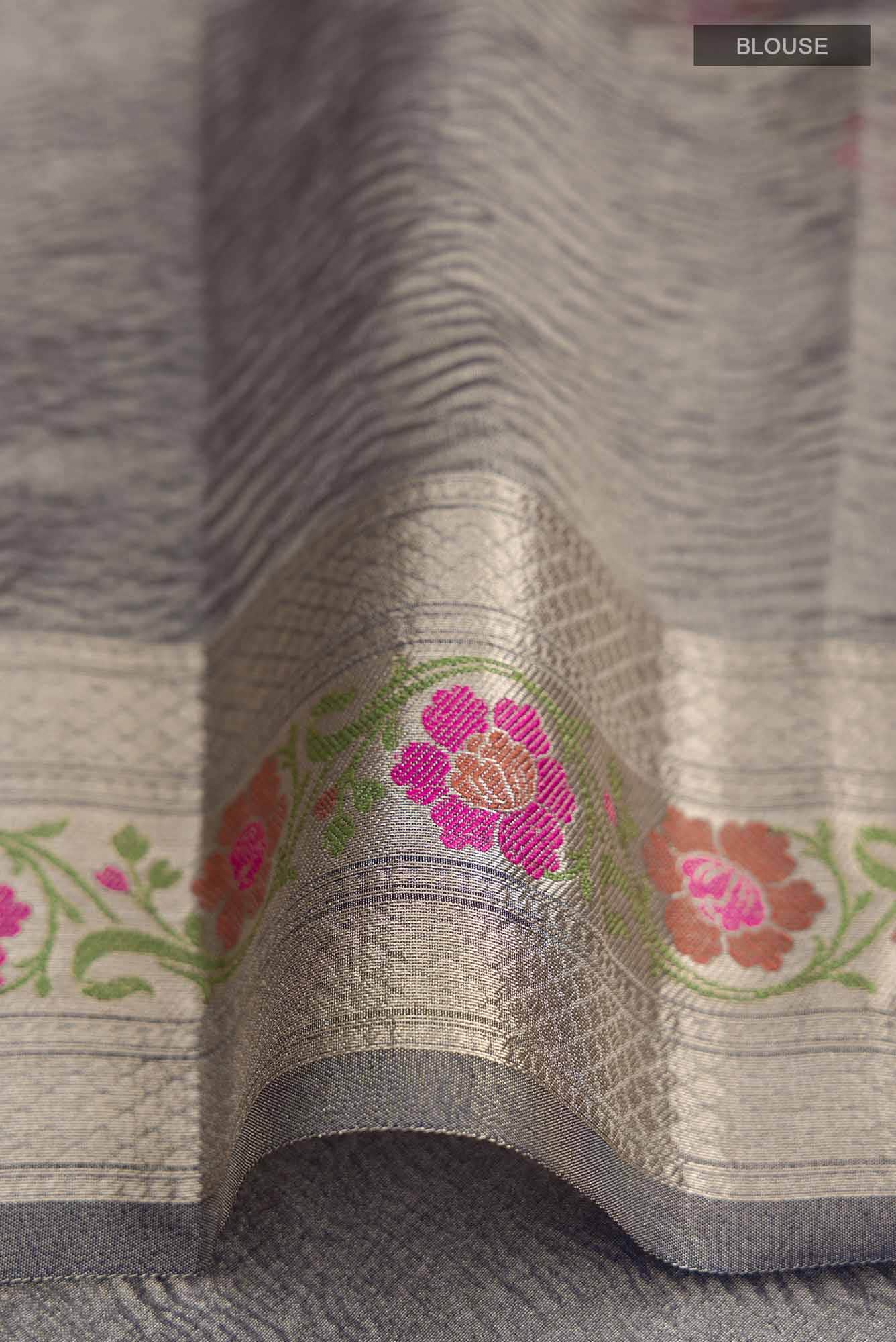 Blue Blended Tissue Silk Saree