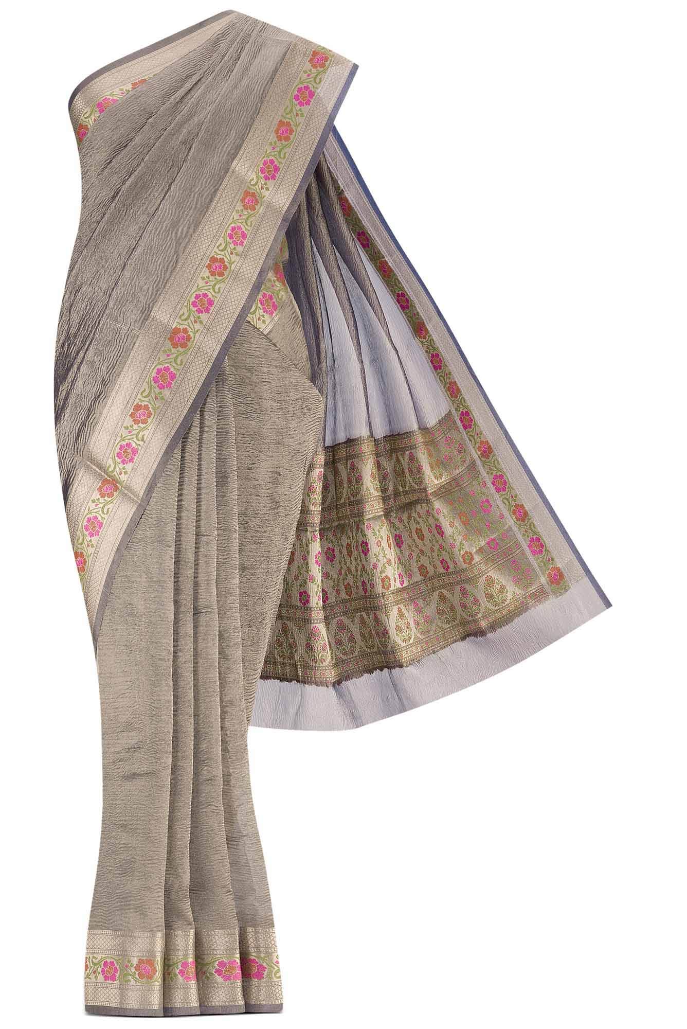 Blue Blended Tissue Silk Saree