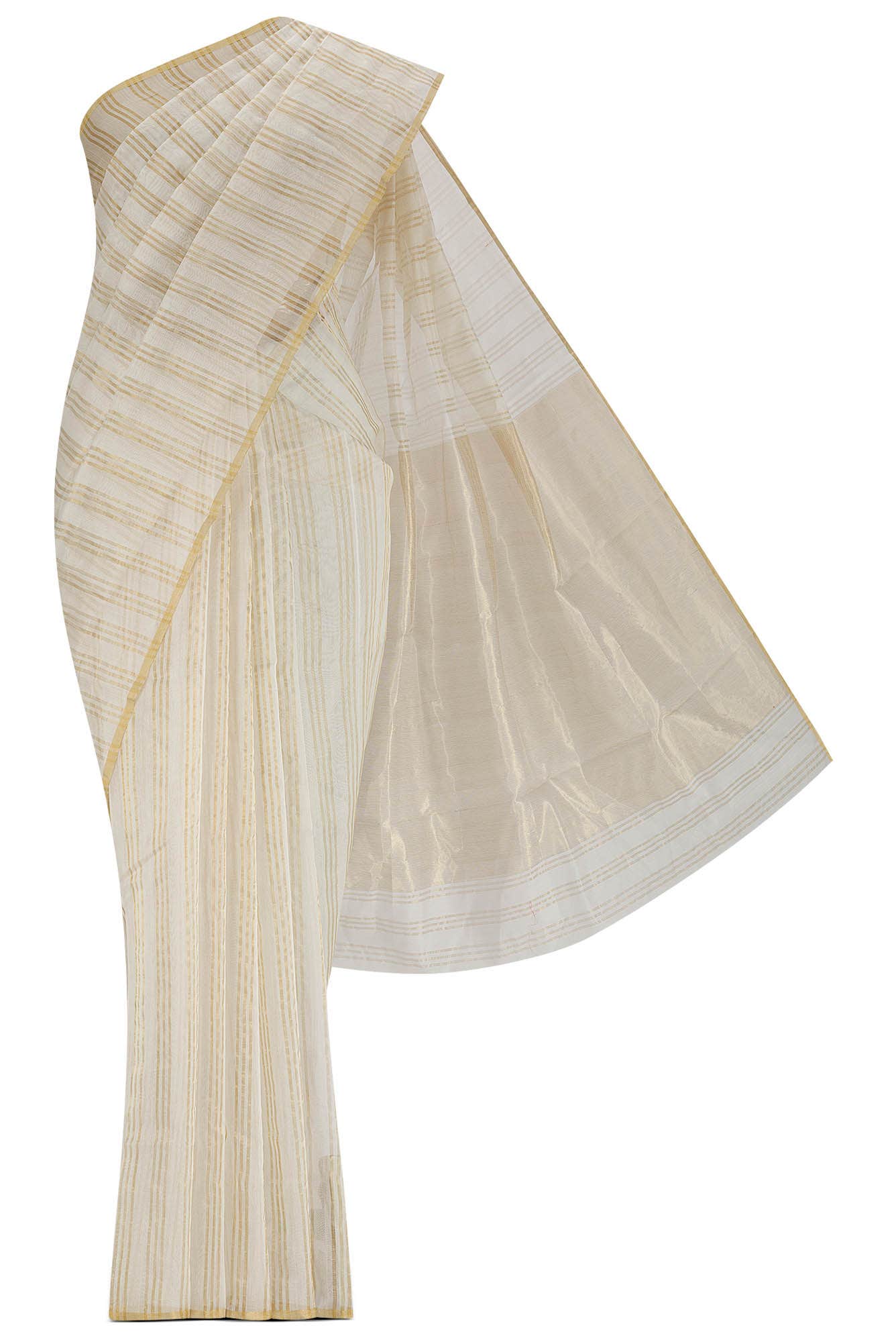 Cream Chanderi Silk Cotton Saree
