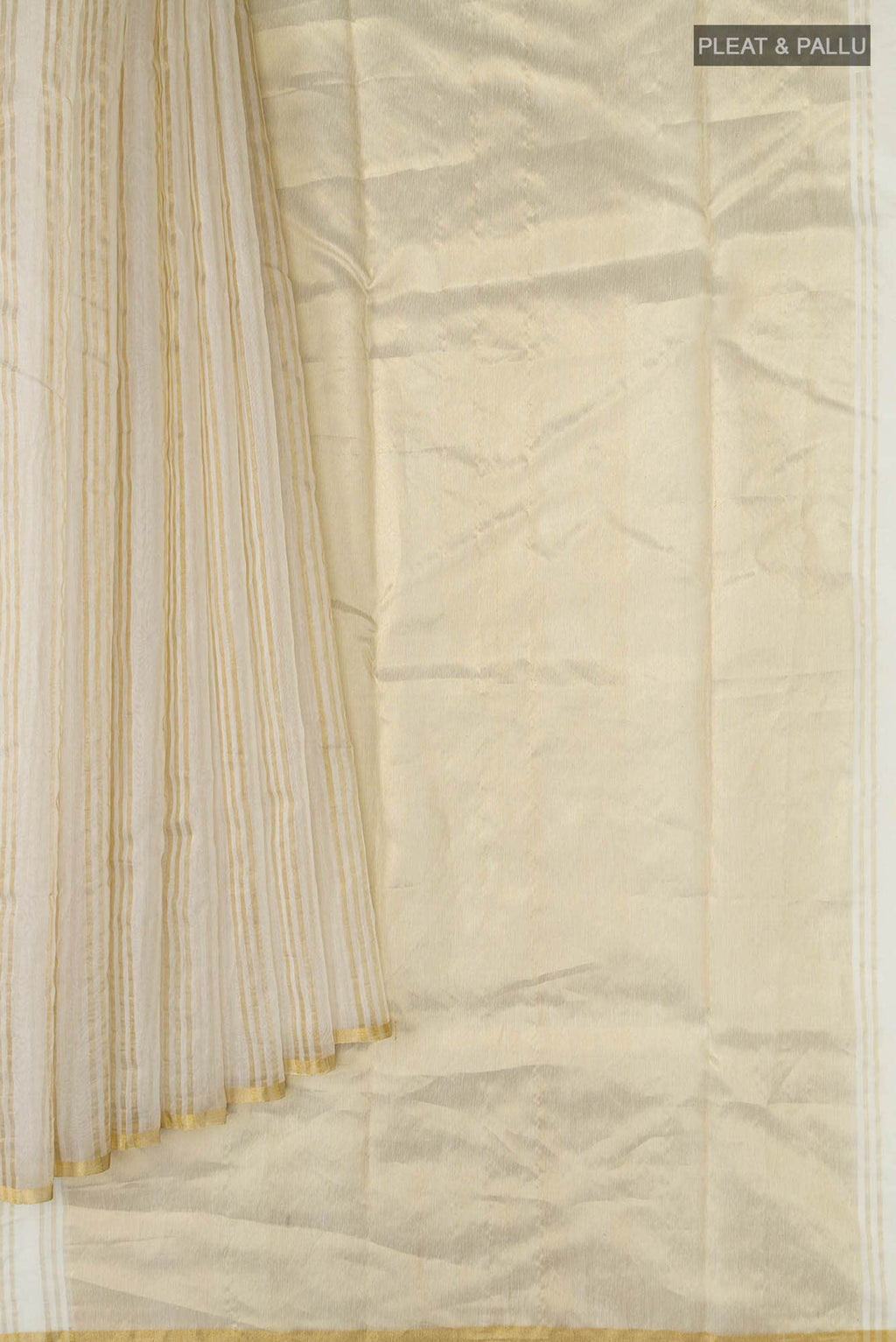 Cream Chanderi Silk Cotton Saree