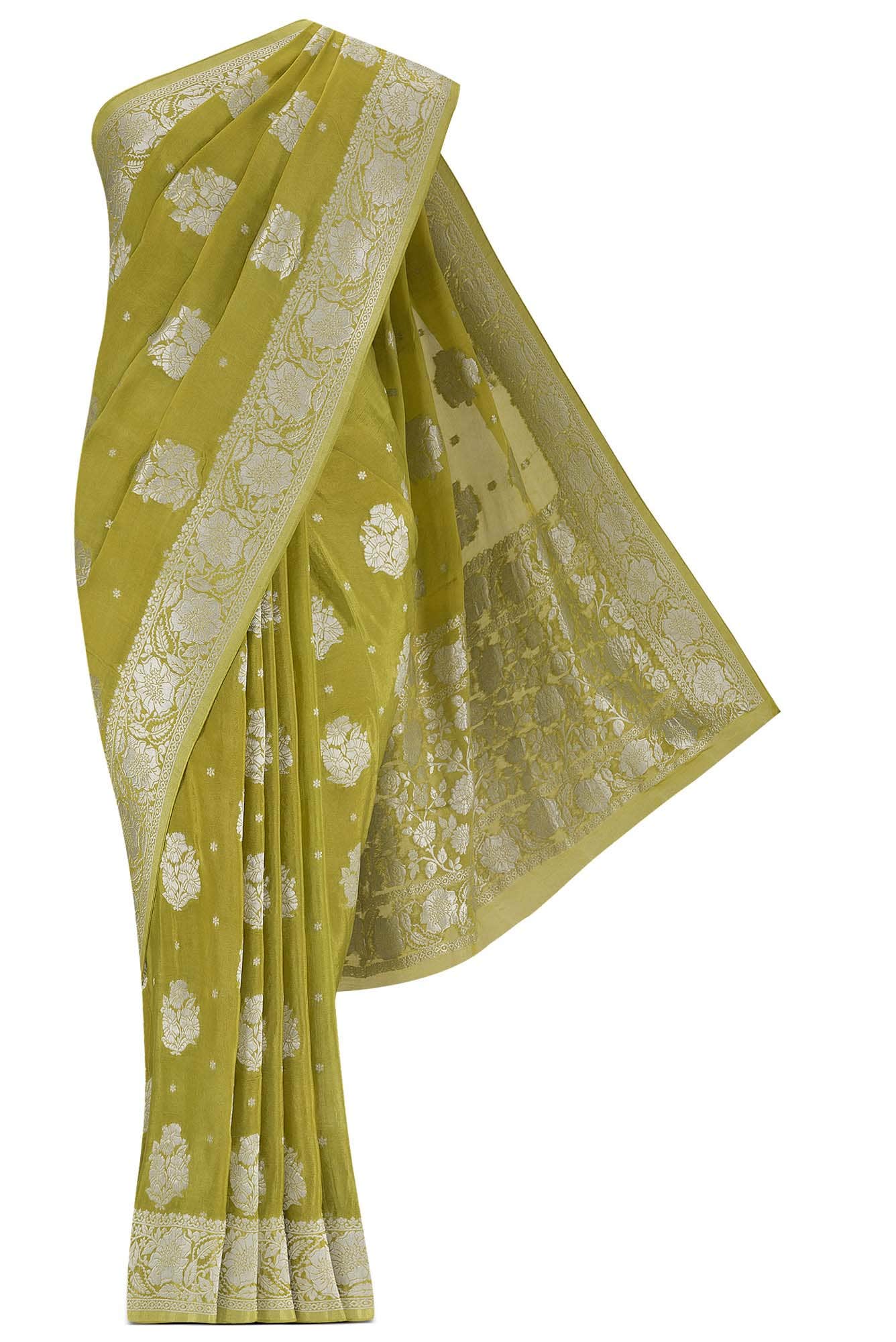 Green Blended Crepe Saree