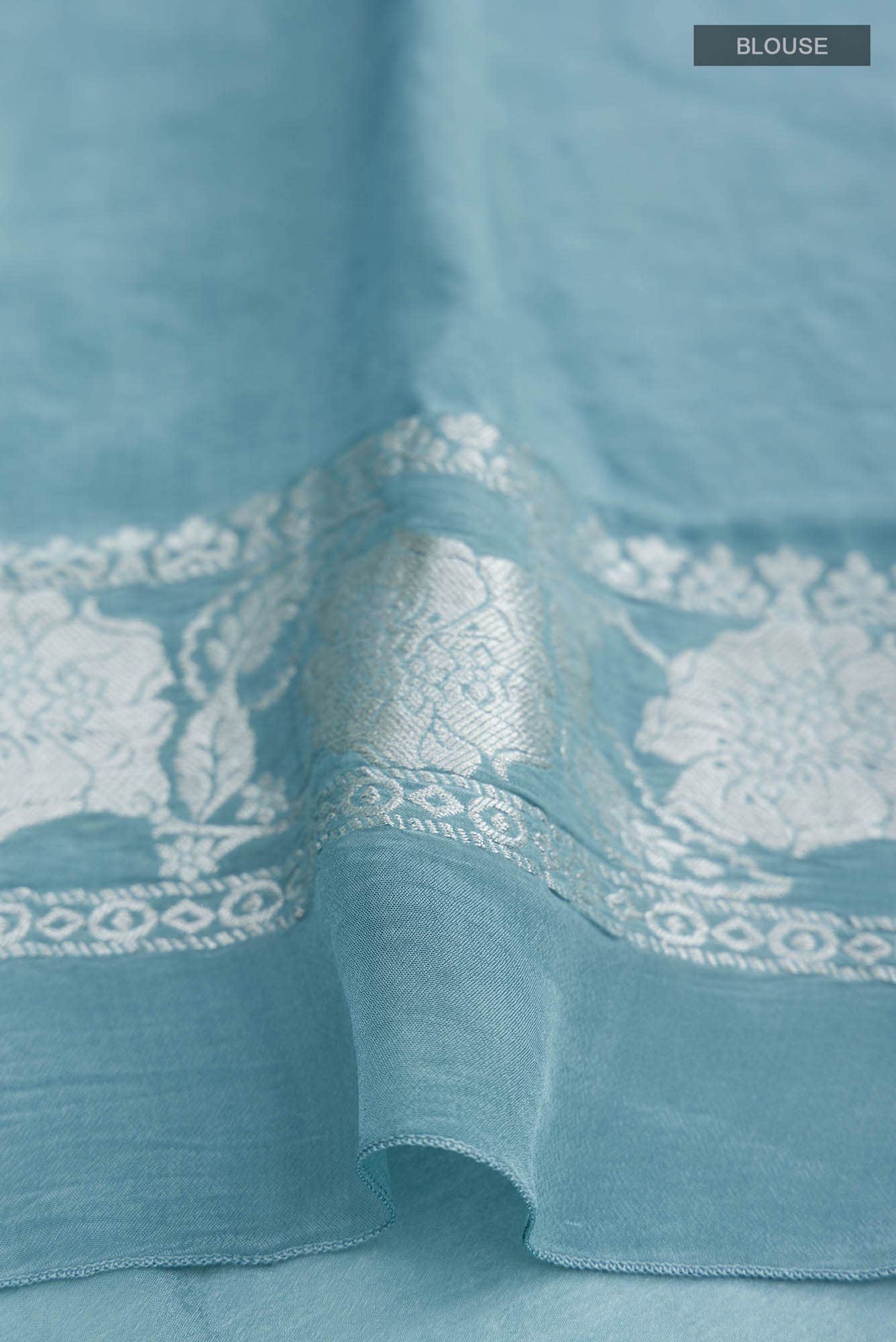 Blue Blended Crepe Saree