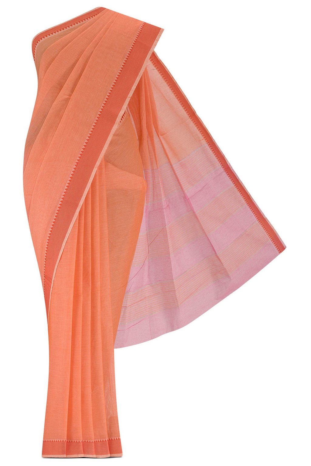 Orange Cotton Saree