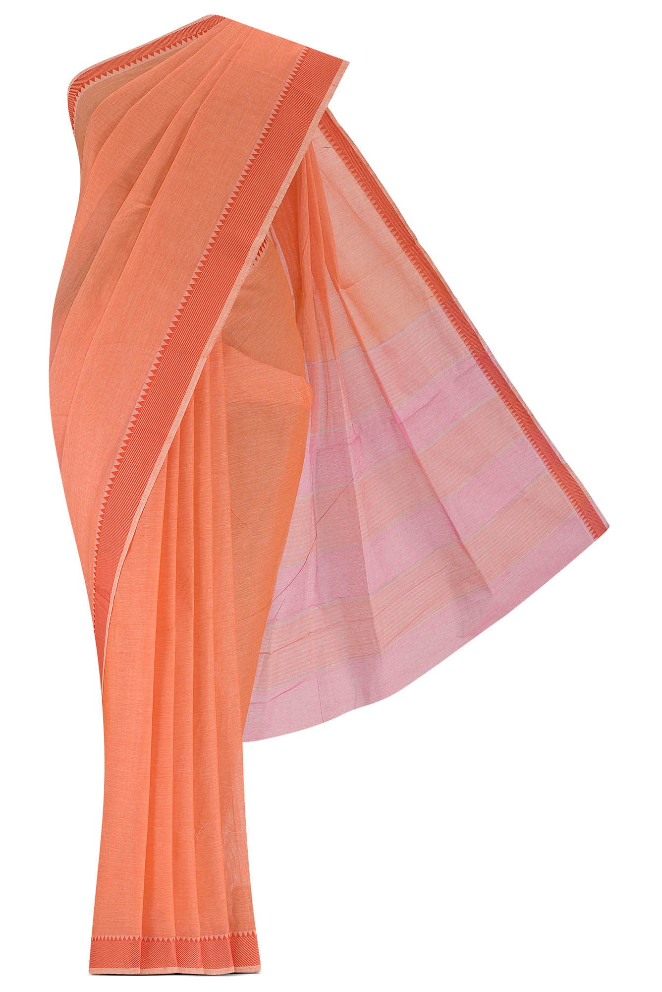 Orange Cotton Saree