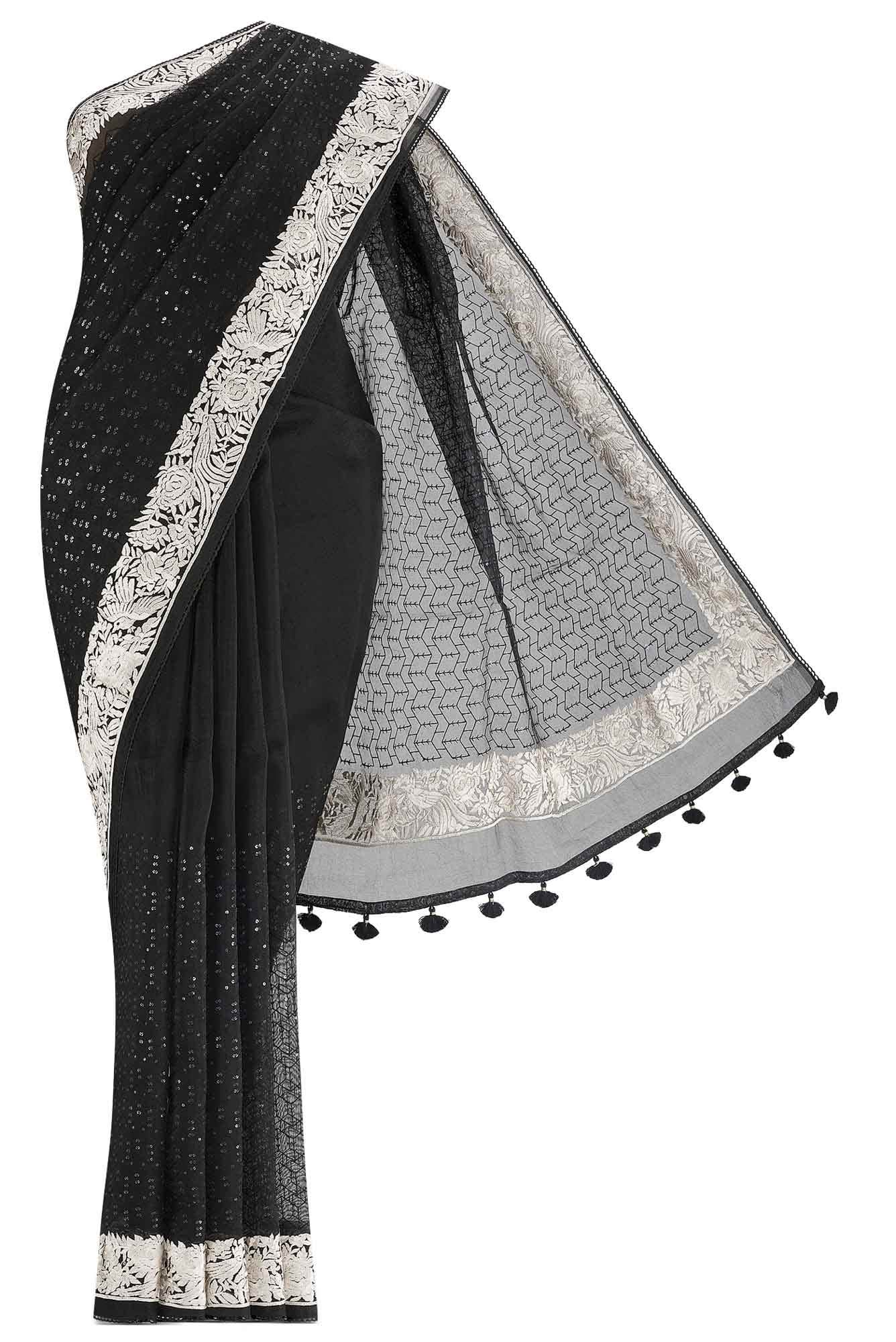 Black Pure Organza Silk Saree