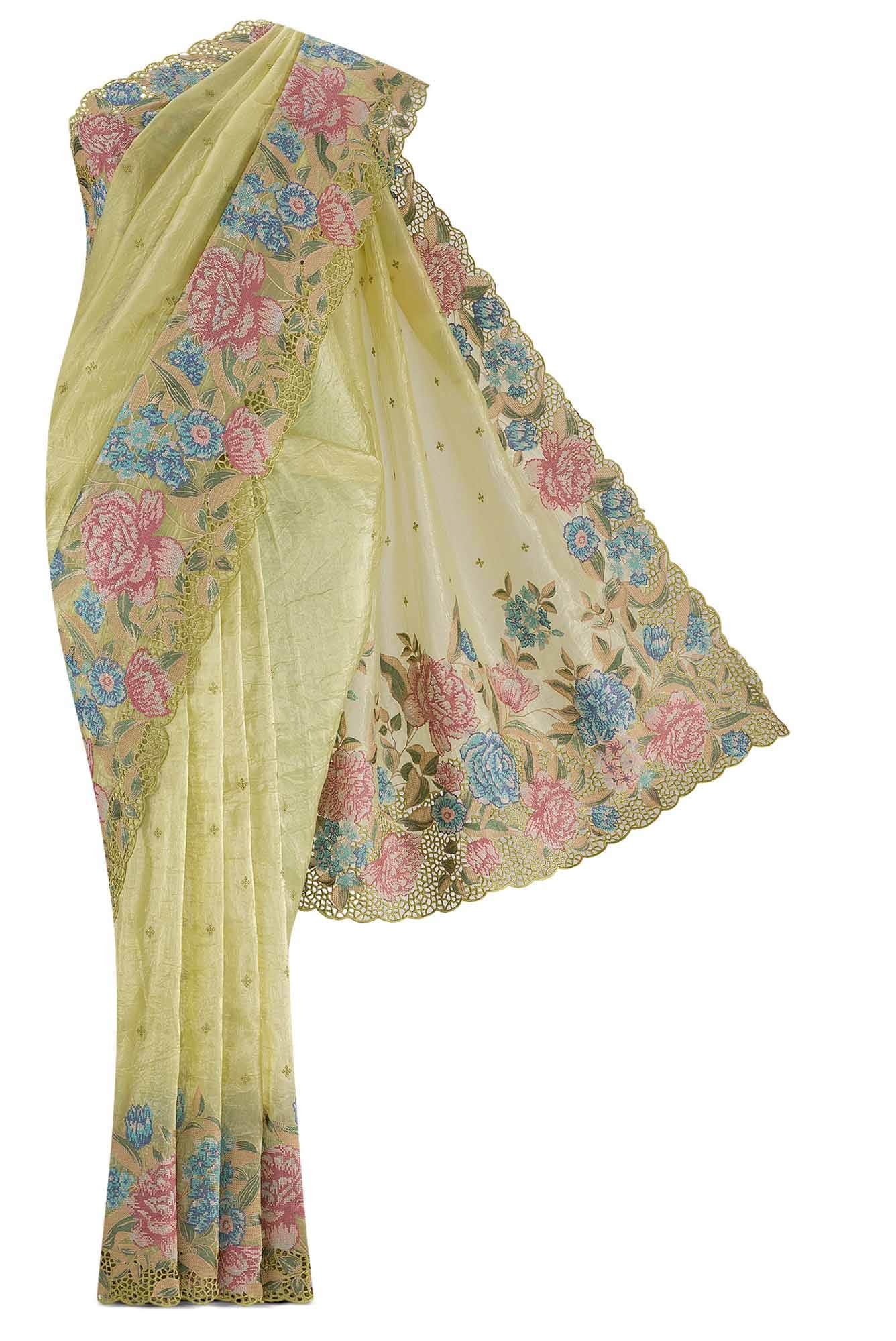 Green Blended Organza Silk Saree
