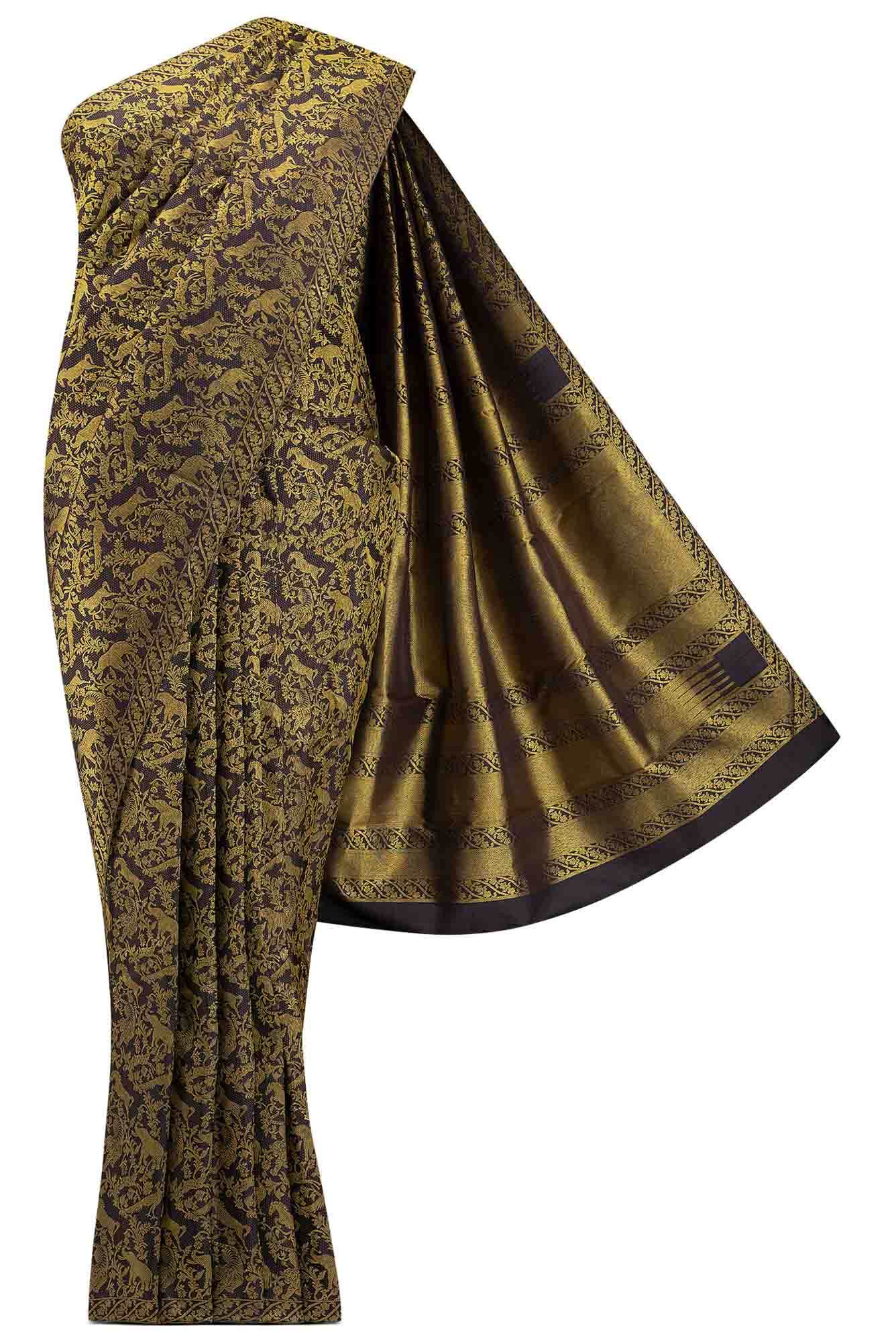 Vanasingaaram-Black Kanchipuram Silk Saree
